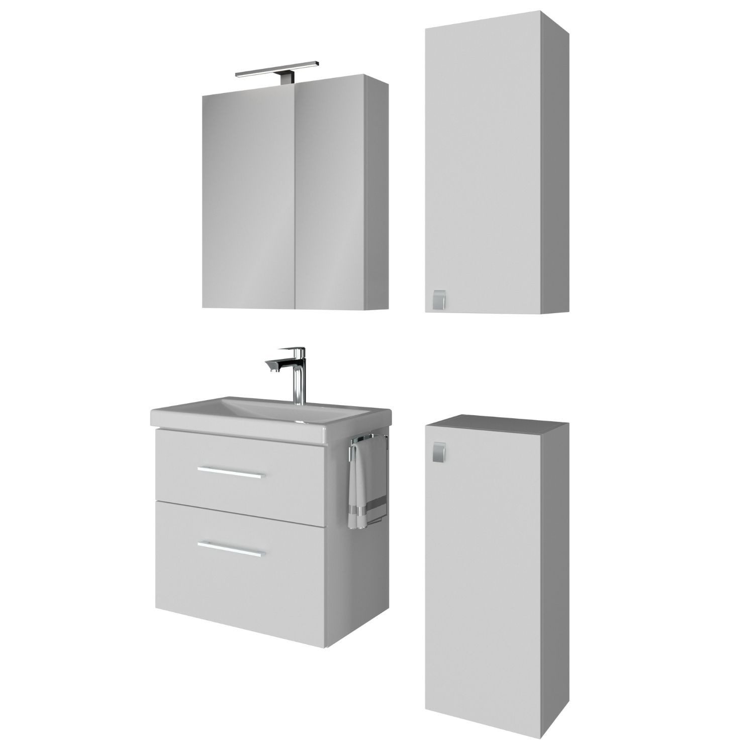 Planetmöbel Badmöbel-Set Badmöbel-Set mit Spiegelschrank 63cm günstig online kaufen