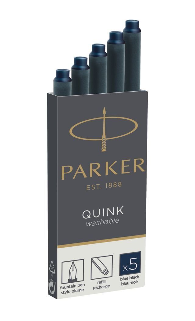 Parker Tintenpatrone Quink - schwarz-blau, 5 Patronen Tintenpatrone
