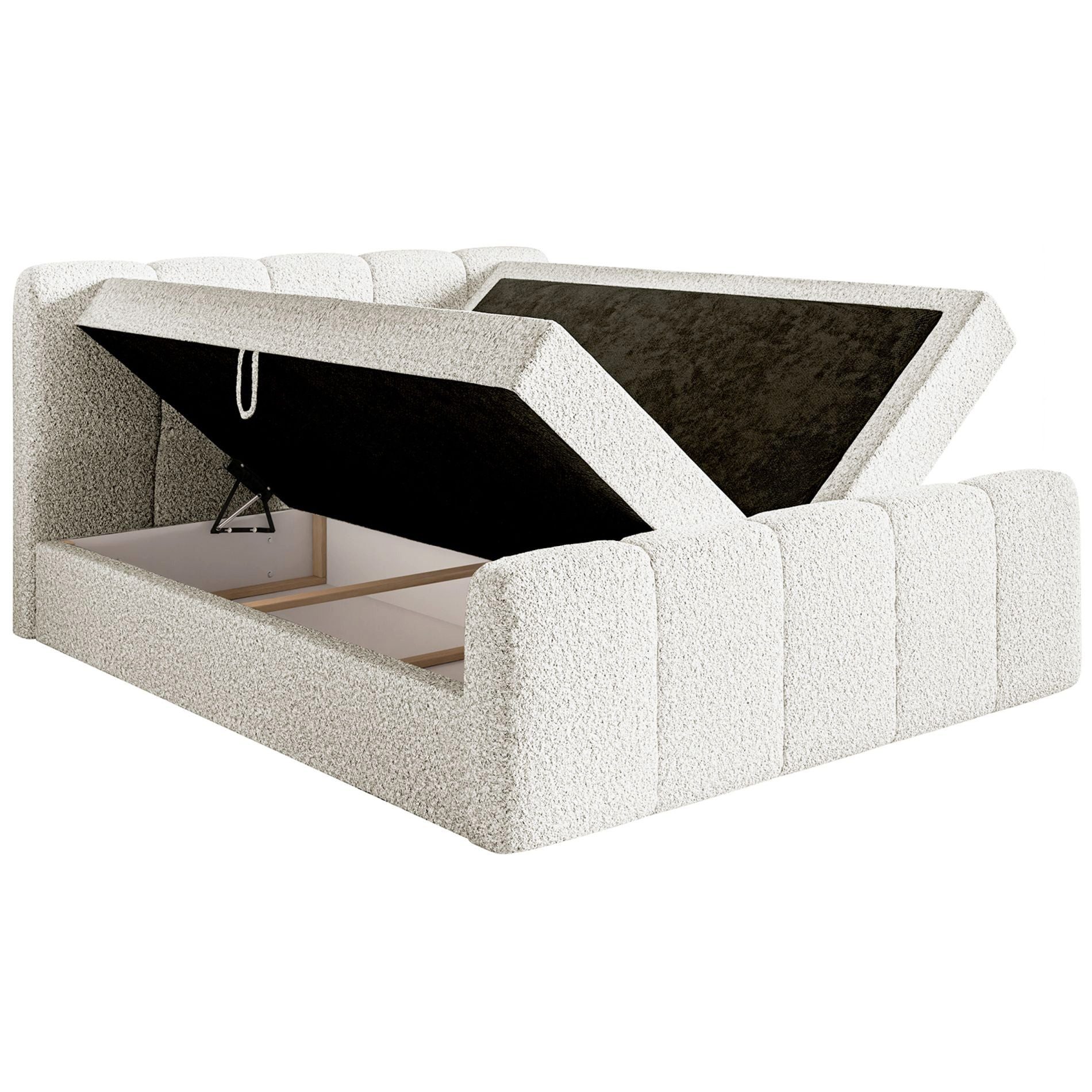 Selsey Boxbett CLOUDY II, Polsterbett mit Bettkasten, Matratze & Topper, Bouclé oder Chenille