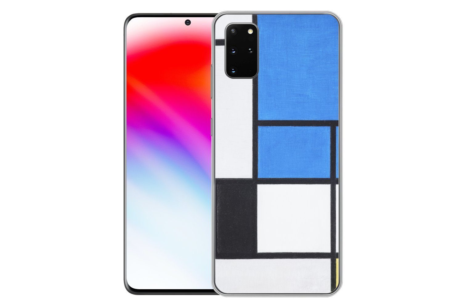 MuchoWow Handyhülle für Samsung Galaxy S20 Plus Komposition mit Blau, Rot, Schwarz, Gelb u, Phone Case, Silikon, Schutzhülle Dünn