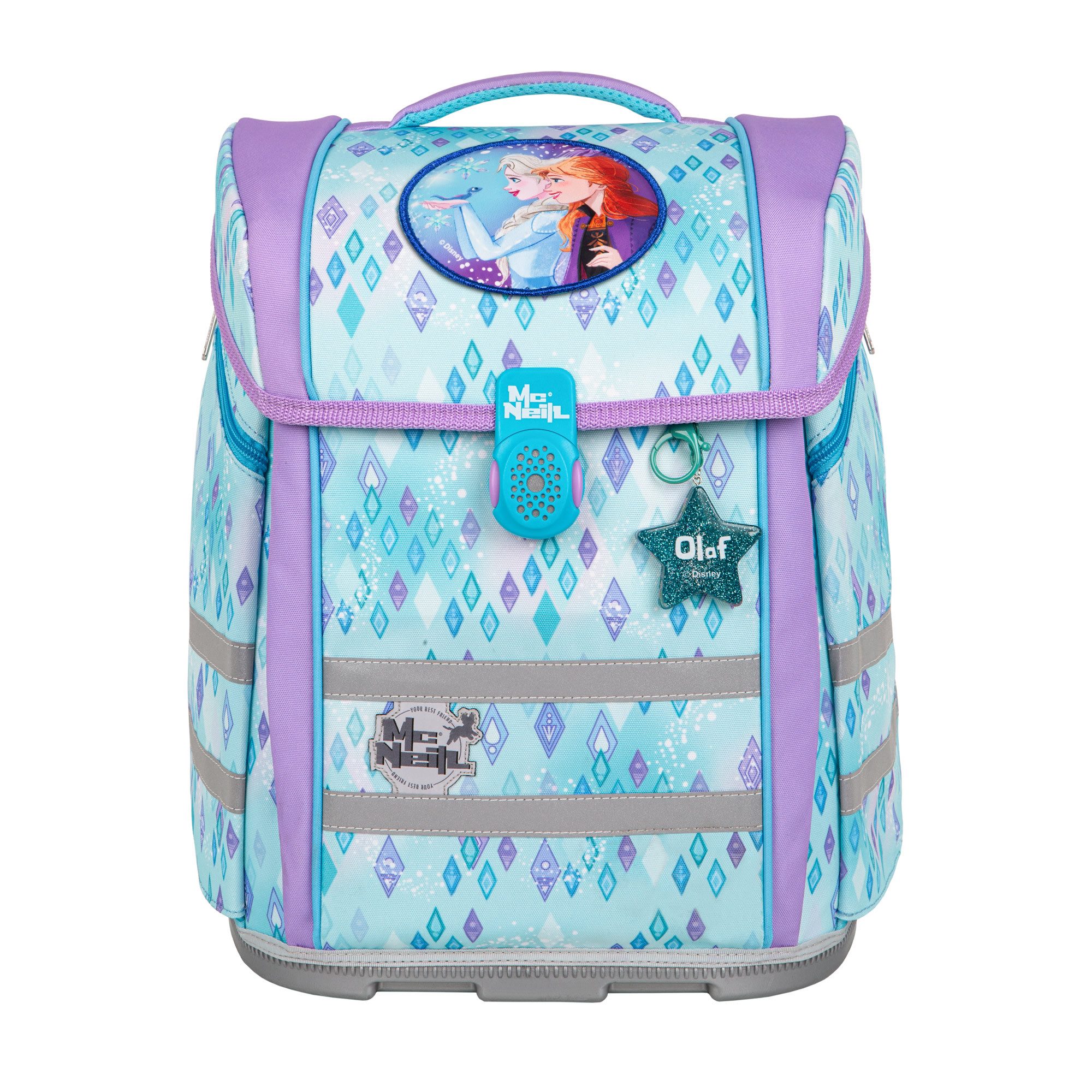 McNeill Schulranzen Perfecto Frozen 5tlg. Disney Schulranzen ergonomisch ClickFlex (Spar-Set, Federmappen befüllt, Schlampermappe, Sportbeutel, Magnet & Anhänger), ClickFlex Rückensystem, mitwachsend, ergonomisch