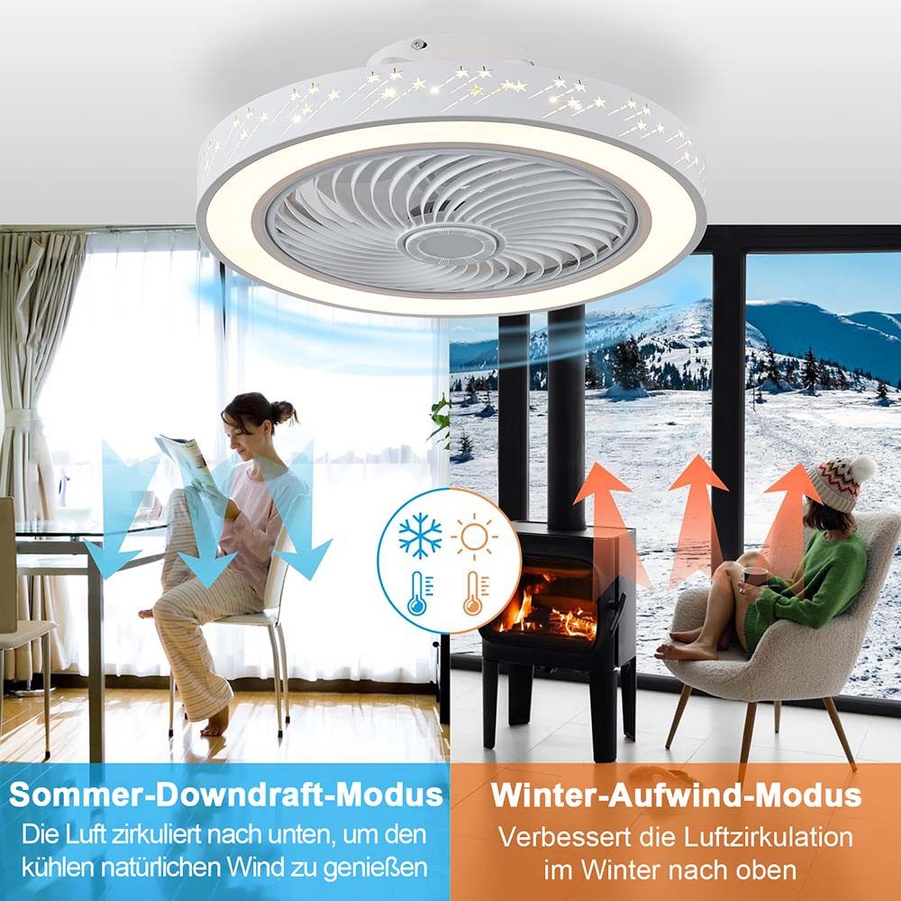 LMaxhome Deckenventilator mit Beleuchtung Dimmbar Leise LED Ventilator lampe mit Fernbedienung, 72W, 6 Geschwindigkeiten, Smart App-Steuerung, 3000-6500K, Timing