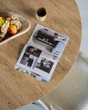LEVEN Lifestyle Esstisch mit Tischplatte aus Naturstein TRAVERTIN rund 130 cm