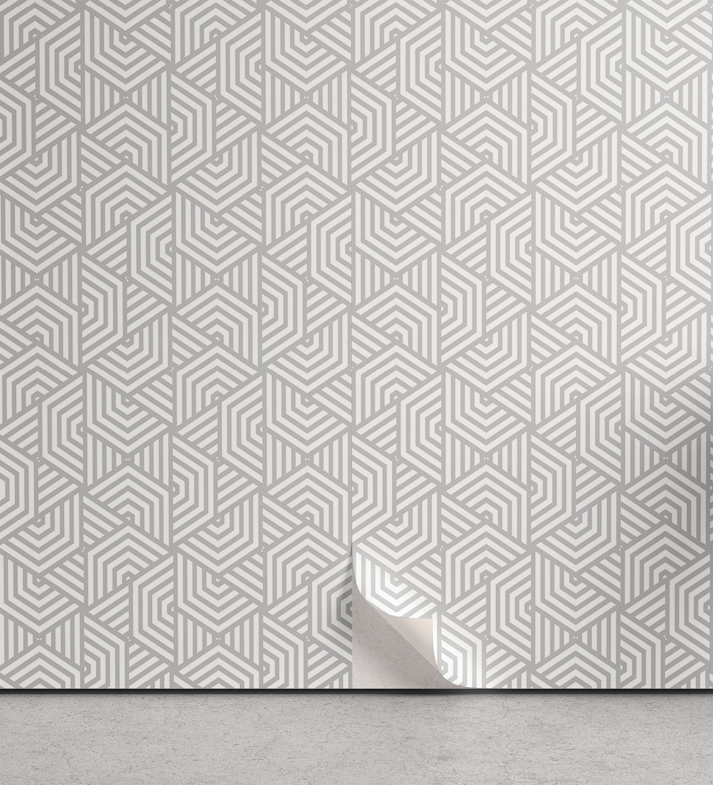 Abakuhaus Vinyltapete selbstklebendes Wohnzimmer Küchenakzent, grau Geometric Simplistic Lattice