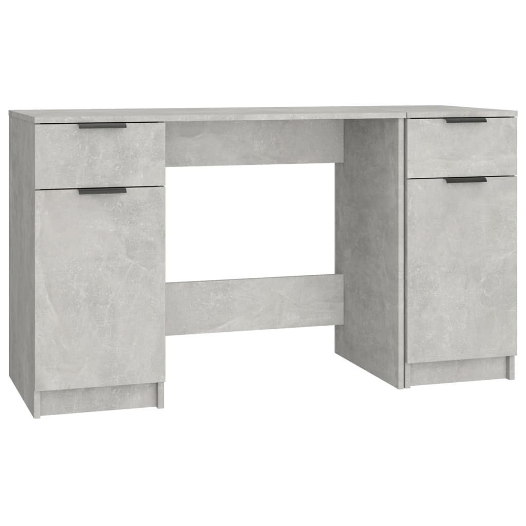 vidaXL Schreibtisch Schreibtisch mit Beistellschrank Betongrau Holzwerkstoff
