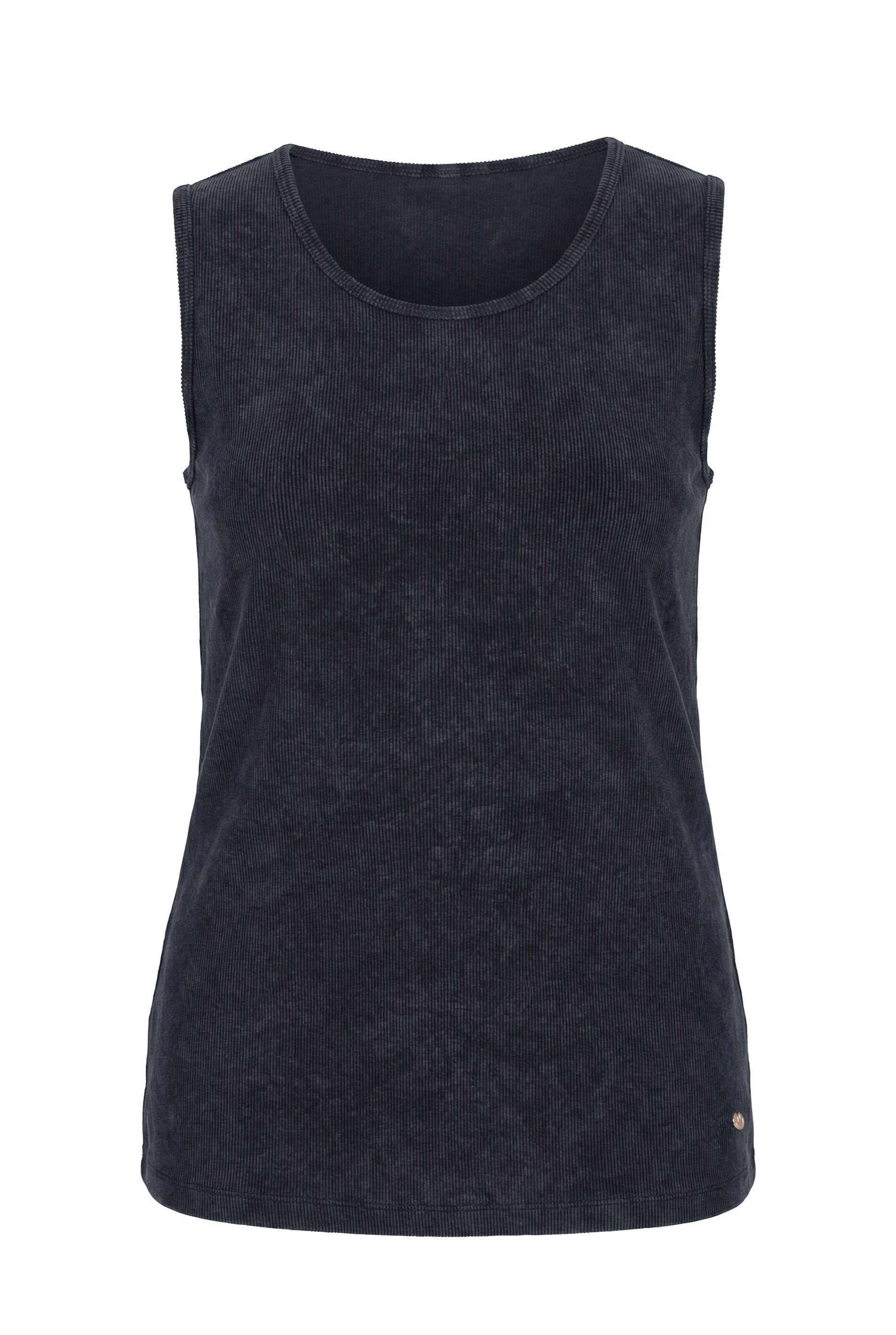 Angel of Style Longtop Top körpernahe Passform Fransenkanten