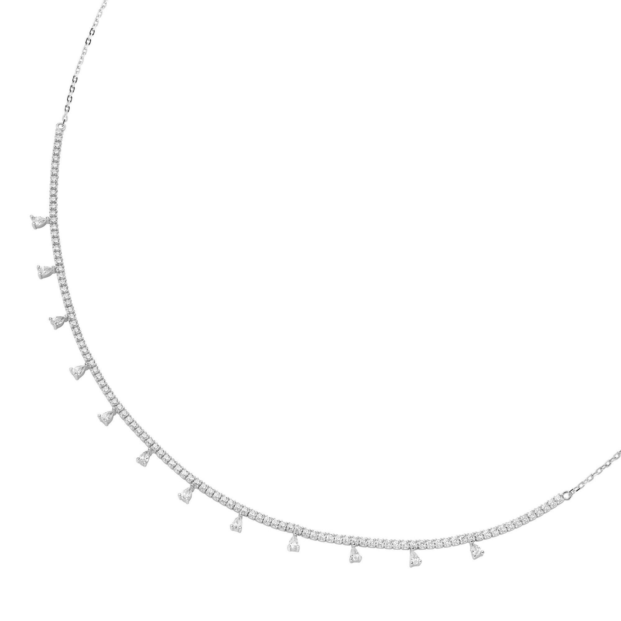 Collier mit Zirkonia Steinen, Silber 925