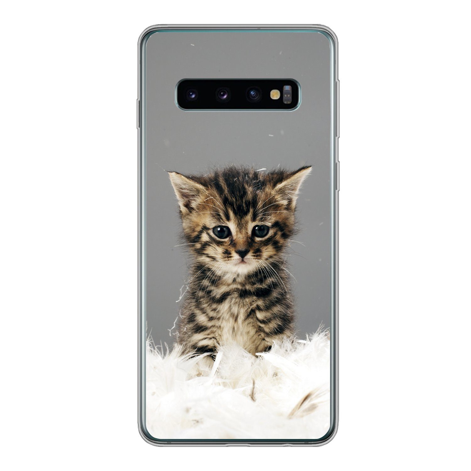Handyhülle für Samsung Galaxy S10 Katze - Kätzchen - Federn