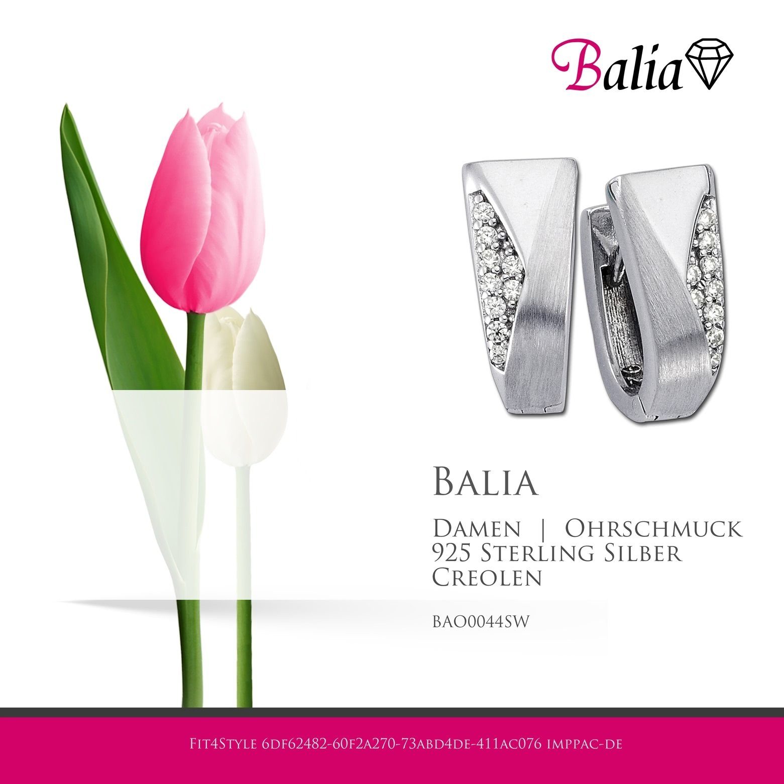 Balia Paar Creolen Balia Damen 925 Silber silber Farbe: Sterling 925 (Creolen), weiß, Damen Sterling Creolen Creolen Dreiecke aus Silber