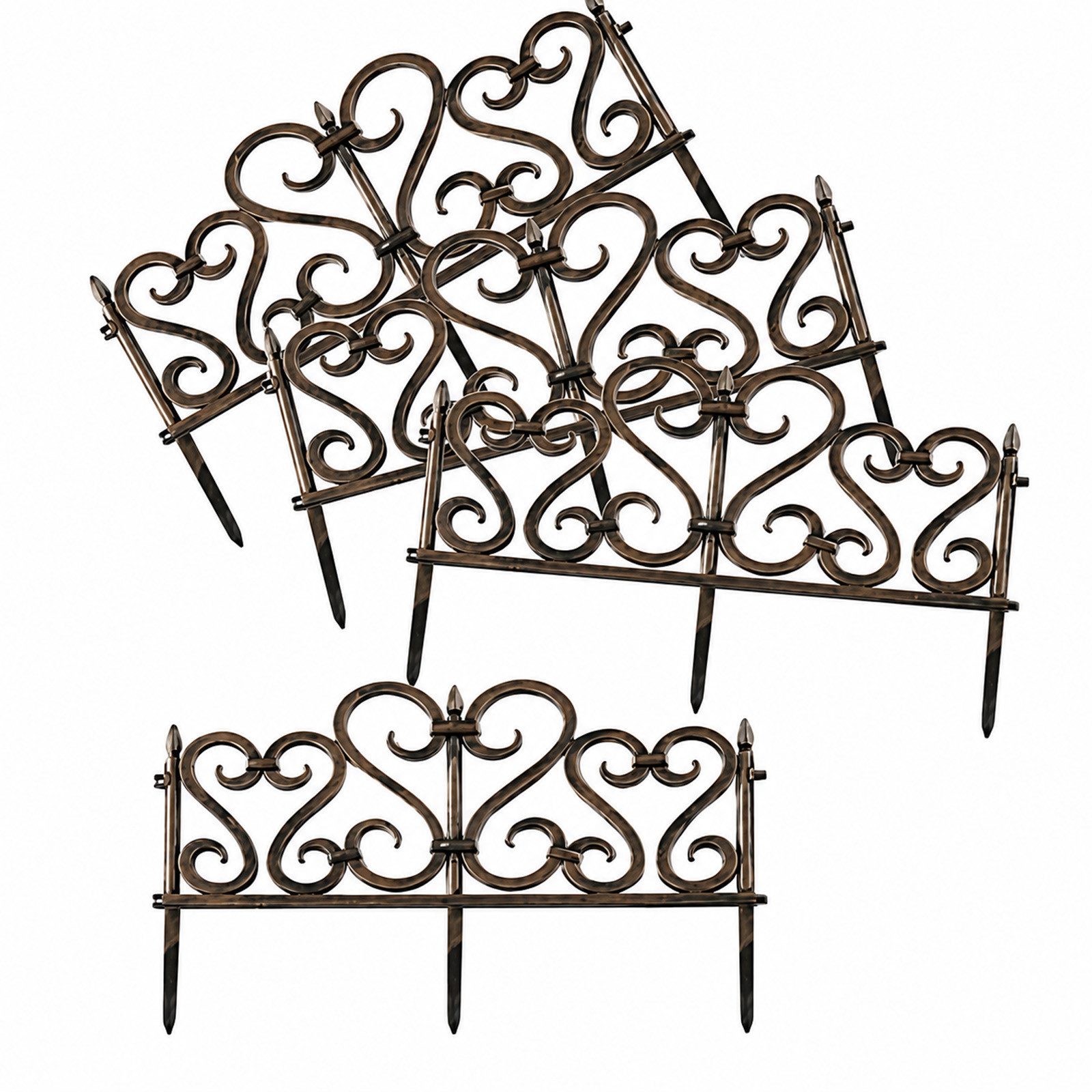 HTI-Living Beetbegrenzung Zierzaun Romantik 4-teilig Nessa, Set, 4 Zaunelemente, Beeteinfassung Beetbegrenzung