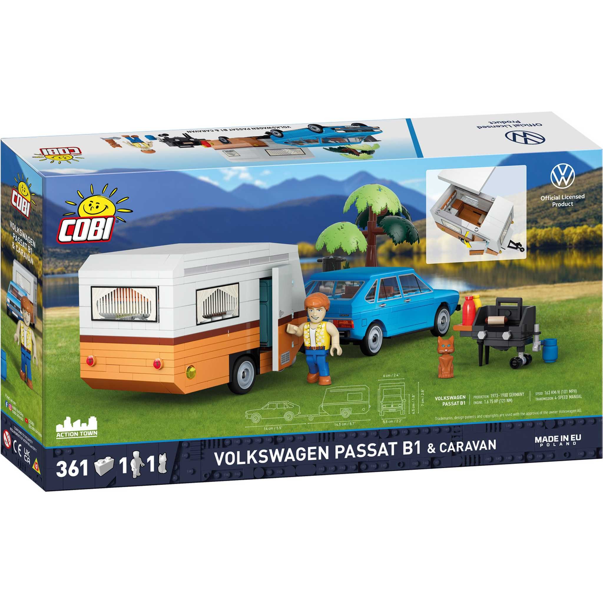 COBI CB-24643 - VW Passat B1 mit Wohnwagen(Cobi) Spielbausteine