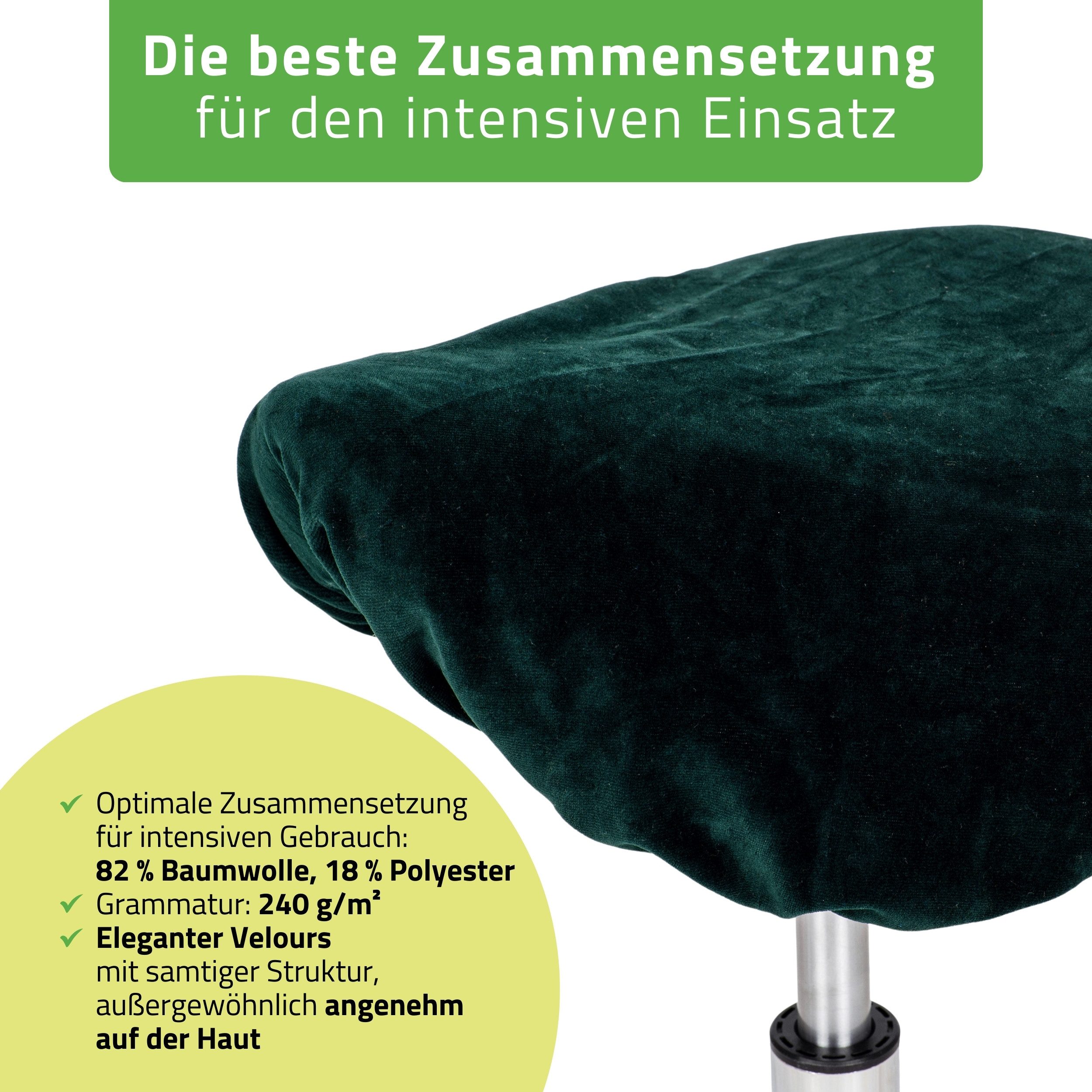 Habys Massageliege Velours Bezug für Rollhocker, Drehhocker, Durchmesser 34-40 cm