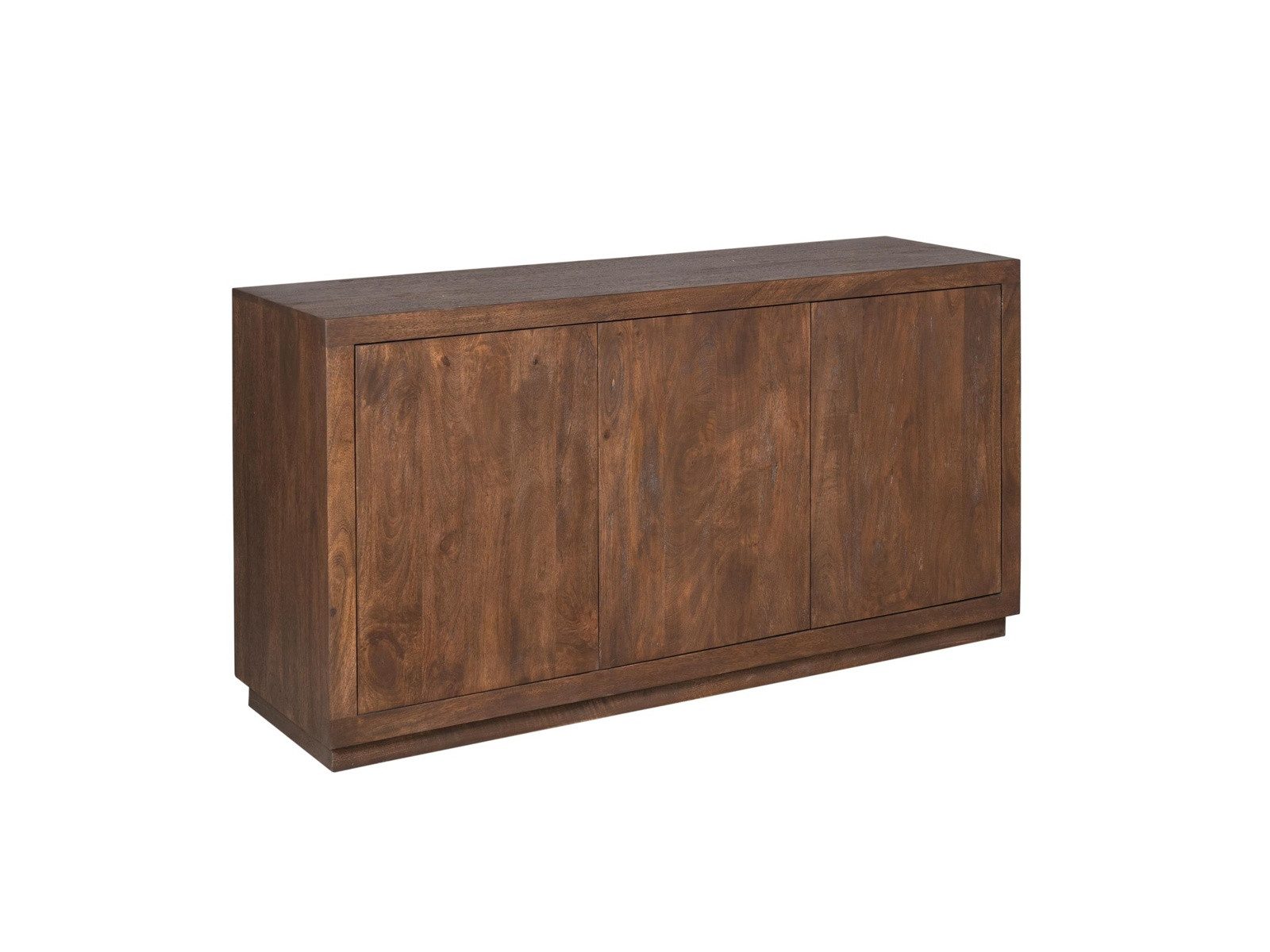 Villa Möbel Sideboard Leuven (Packung, 1 St., 1 St. Sideboard), Massives Mangoholz, 3 Türen mit Tipp-Öffnung (Braun-Finish)