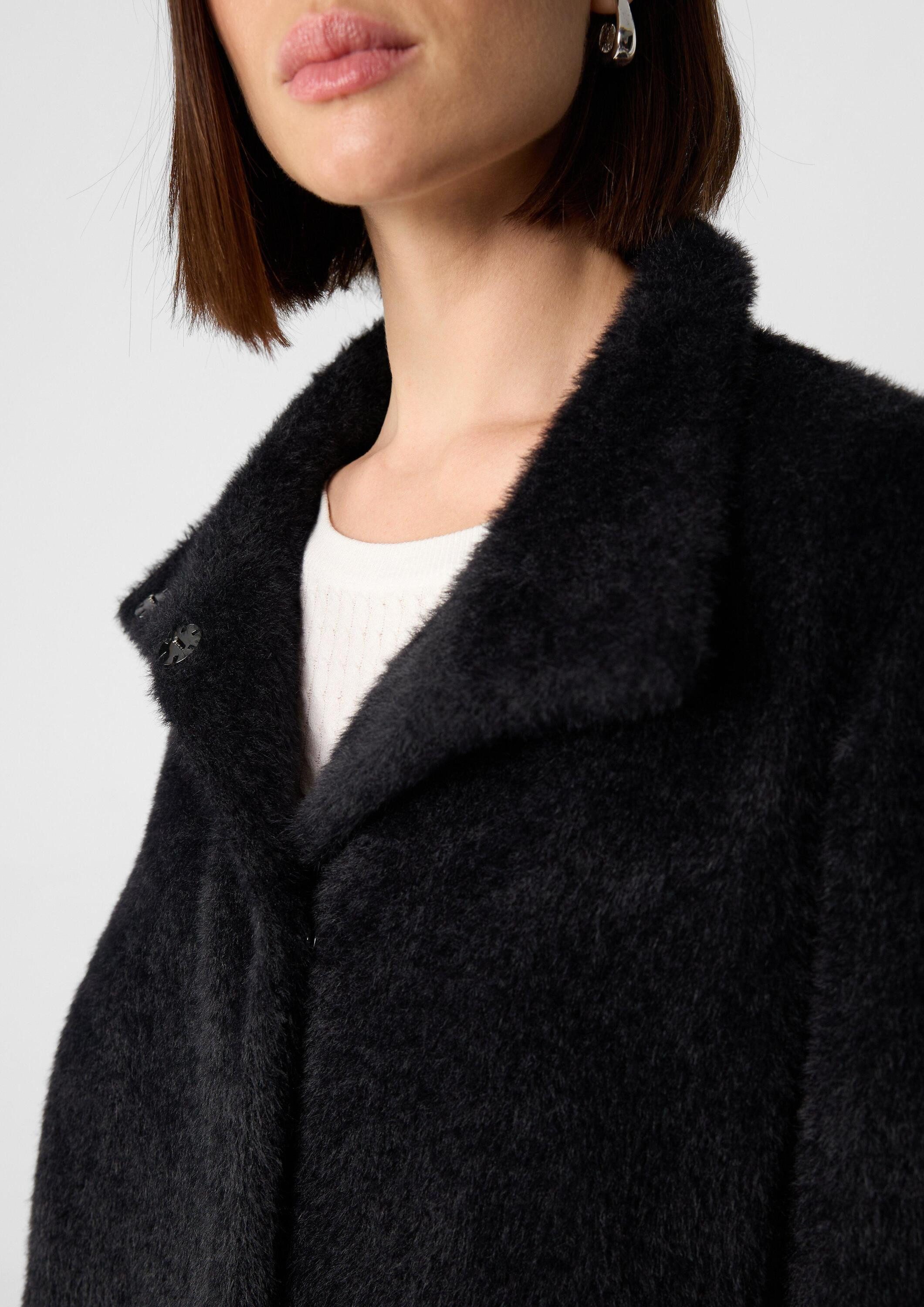 comma Funktionsjacke Outdoor-Jacke Langflorige weiche Jacke im Cape-Stil mit verdeckter Knopfleiste