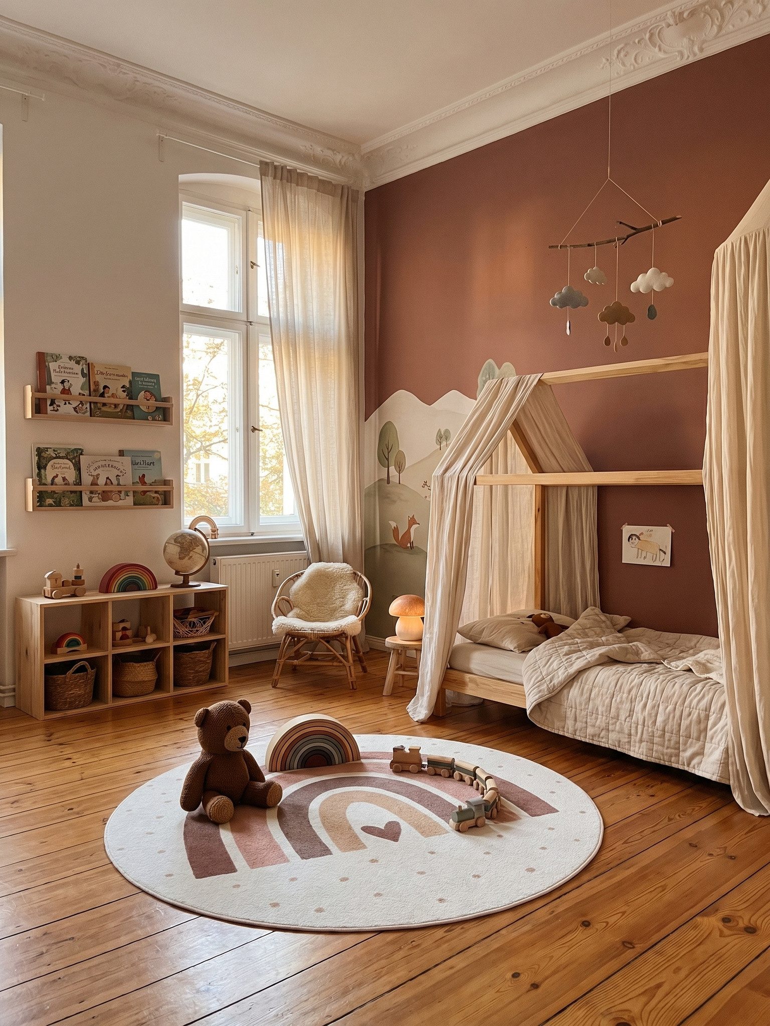 KADIMA DESIGN Kinderteppich TINO Kinderteppich Waschbar Kinderzimmer Schadstoffgeprüft, Rund, Höhe: 10 mm, Creme, 120x120 cm, Kinderteppich Waschbar Spielteppich