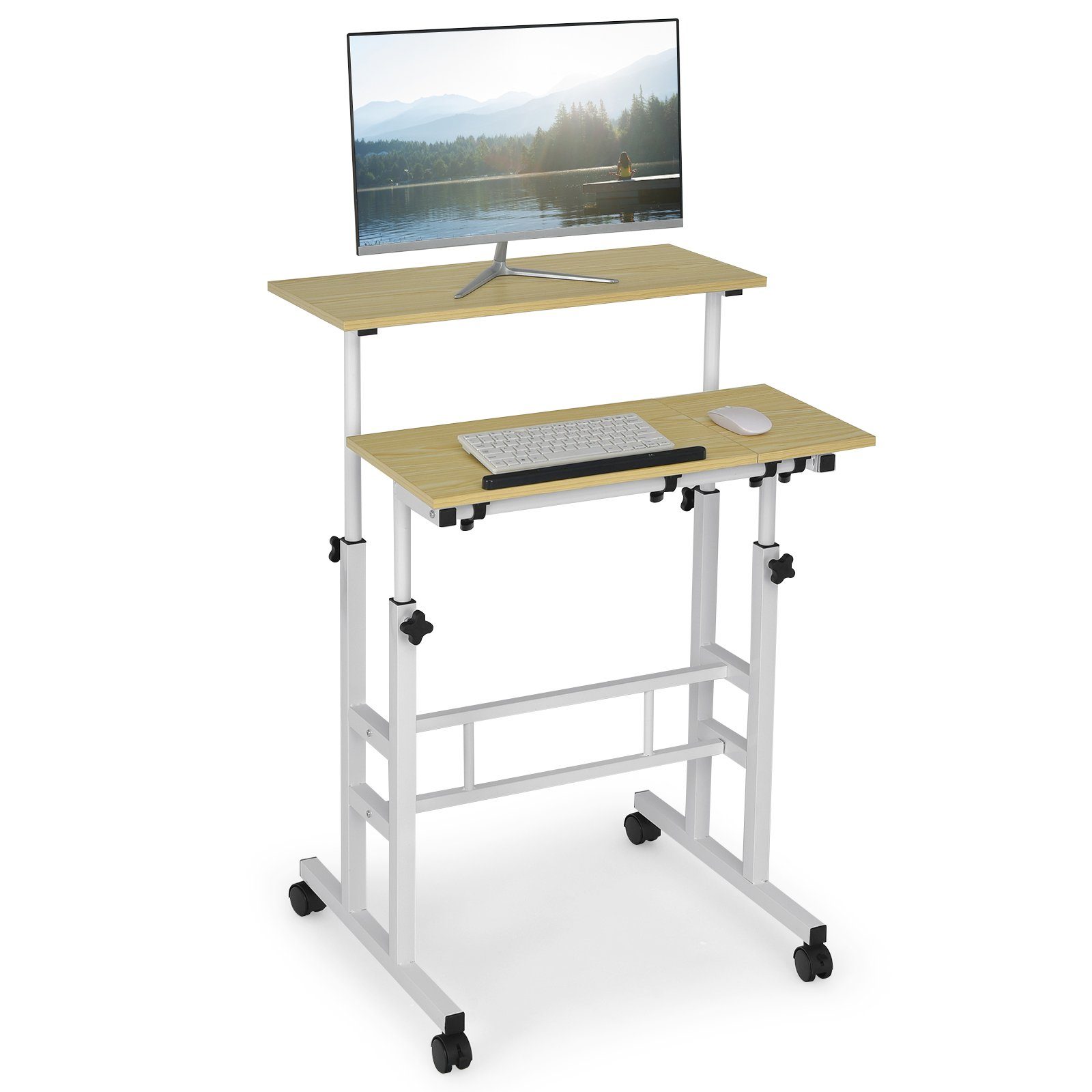 COSTWAY Schreibtisch »Sitz-Steh Schreibtisch Stehpult Laptoptisch«,  Höhenverstellbar, auf Rollen, mit Mauspad & Computerarbeitsplatz online  kaufen | OTTO