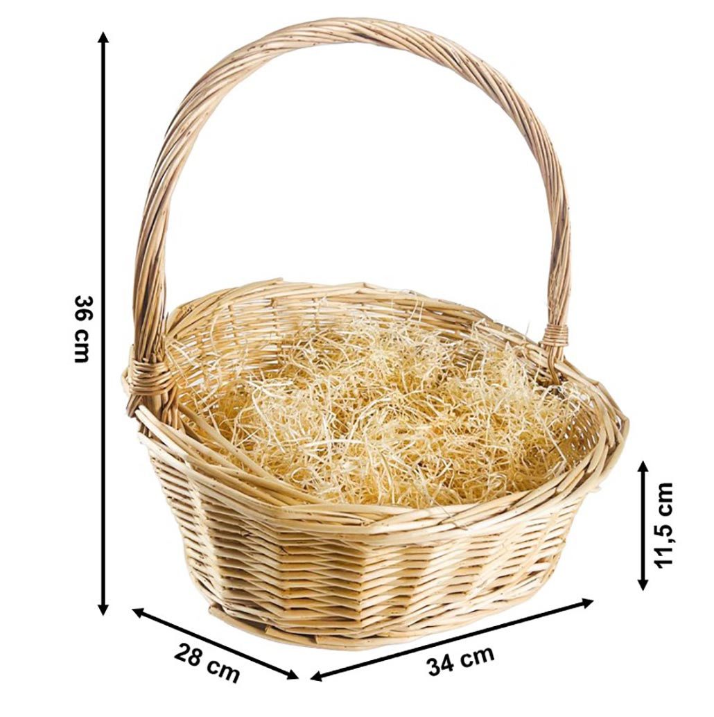 Kobolo Dekokorb Geschenkkorb Präsentkorb natur Weide mit Holzwolle, Weidenkorb Gesche (1 Stück, 1 St., kein Set), Größe 1 34x28x11,50/36 cm