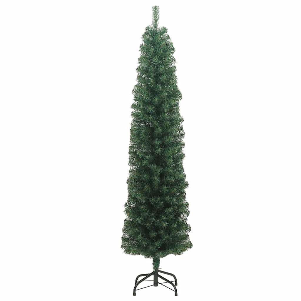 vidaXL Künstlicher Weihnachtsbaum Künstlicher Weihnachtsbaum Schlank mit Ständer Grün 180 cm PVC
