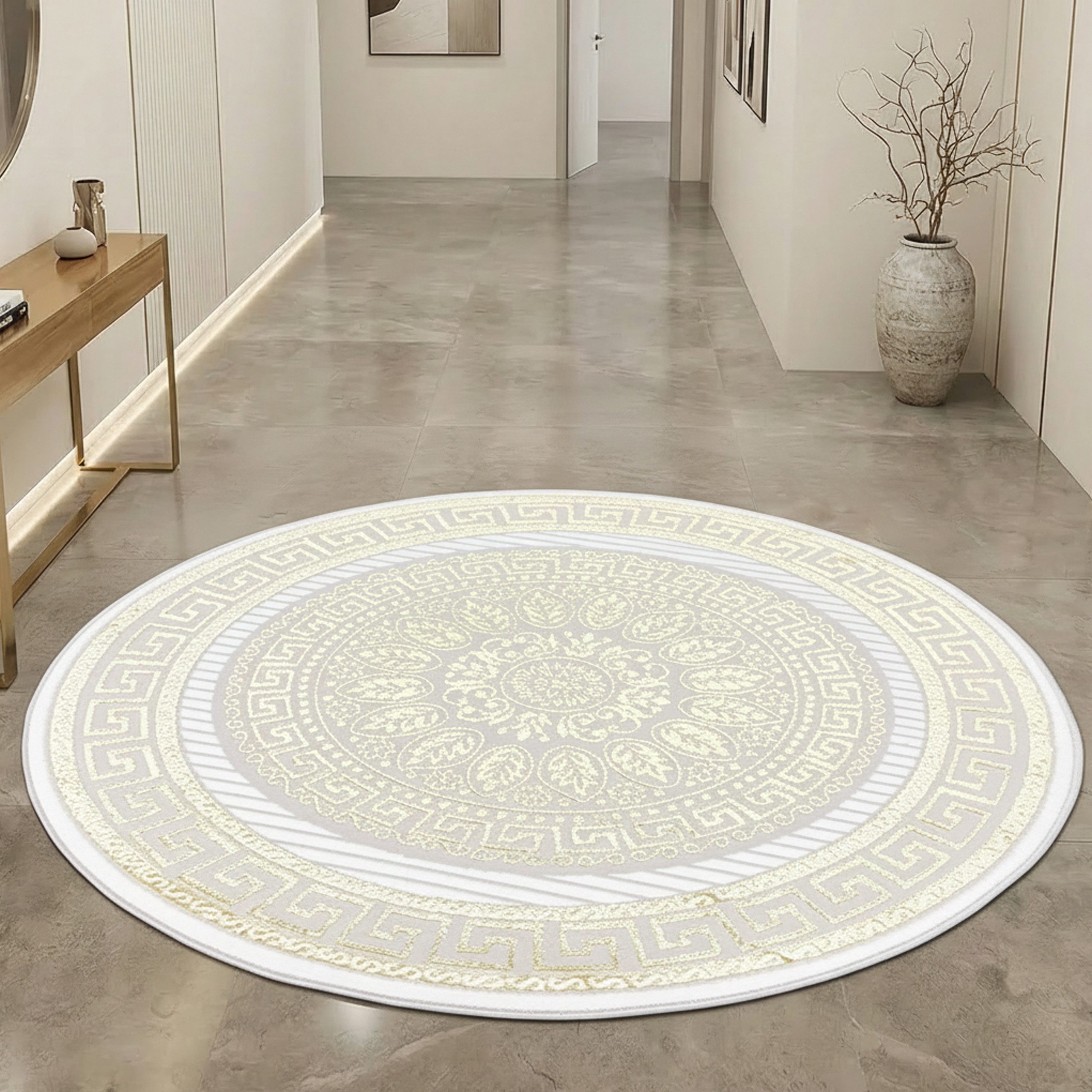 Carpetia Designteppich Dekorative Muster, rund, Höhe: 8 mm, pflegeleicht, weich