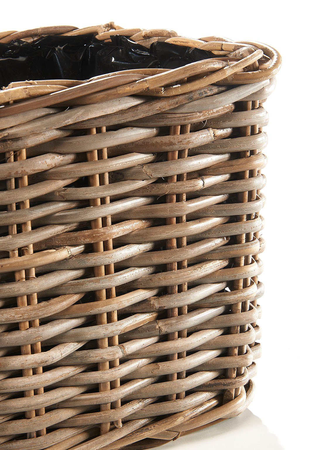 Kobolo Pflanzkübel Pflanzkorb Rattan eckig mit Folie ausgeschlagen (2 Größen)