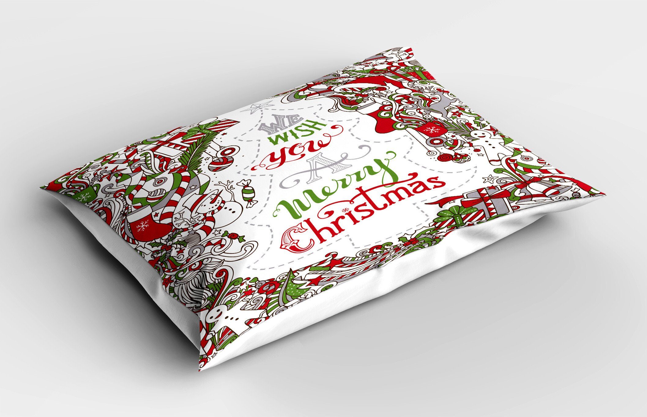 Kissenbezüge Dekorativer Standard King Abakuhaus Size Stück), Sankt-Schneemann-Wünsche (1 Weihnachten Kissenbezug, Gedruckter