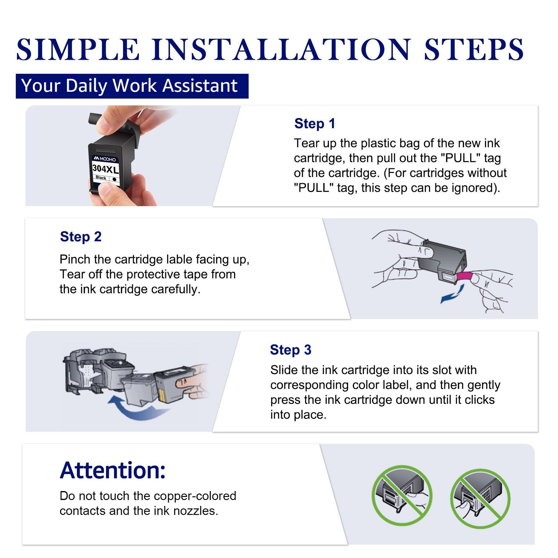 MOOHO für HP 305 XL 305XL Schwarz Envy 6000 6030 DeskJet 2720 2710 Tintenpatrone (1-tlg)