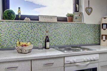 Mosani Mosaikfliesen Glasmosaik Mosaikfliese Edelstahl grün lime silber