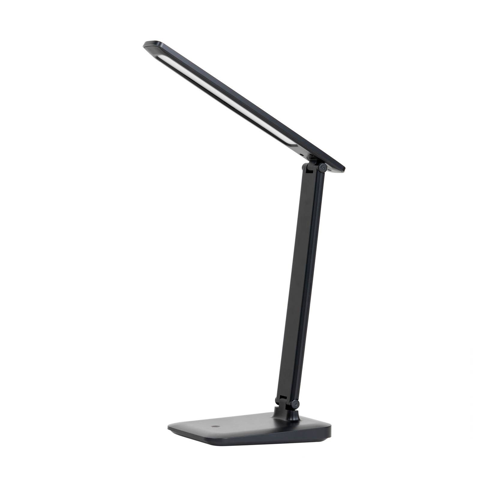 Lindby LED Tischleuchte Leontina, dimmbar, LED-Leuchtmittel fest verbaut, Farbwechsel warmweiß / tageslicht, Modern, Metall, Kunststoff, Schwarz, 1 flammig, inkl.