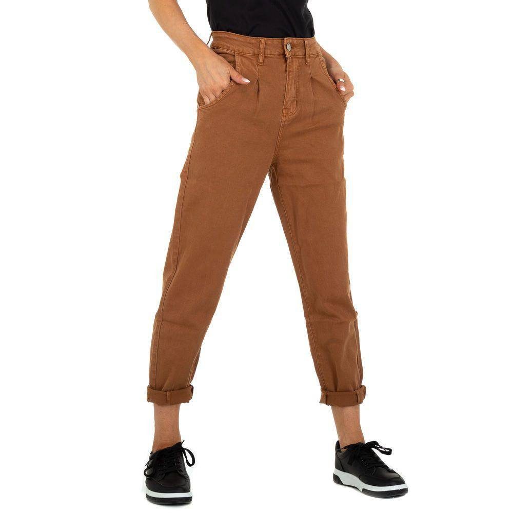 in Jeans High Ital-Design Damen Braun Waist High-waist-Jeans