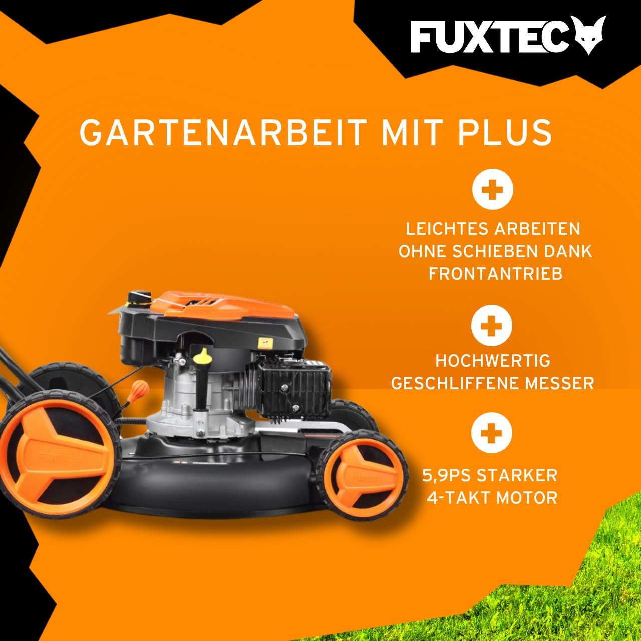 FUXTEC Benzinrasenmäher FX-RM51SA96, 51 cm Schnittbreite, 51 cm Schnittbreite, 5,9 PS, 196 ccm, Frontantrieb