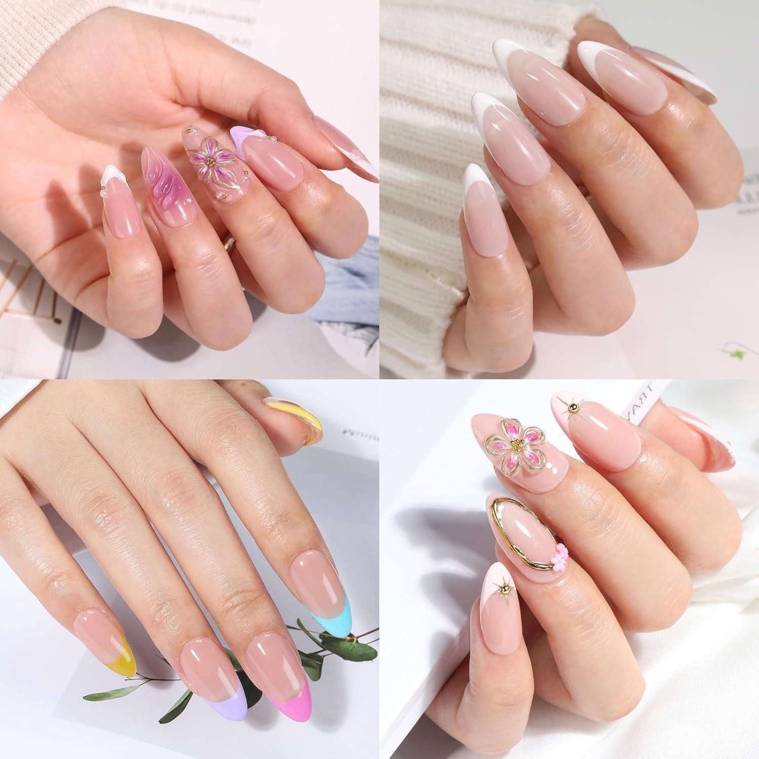 LuxusKollektion Kunstfingernägel Tips Gelnägel 216 Stück Mandel Gel Press On Halb-Mandel – Bild 2 von 5