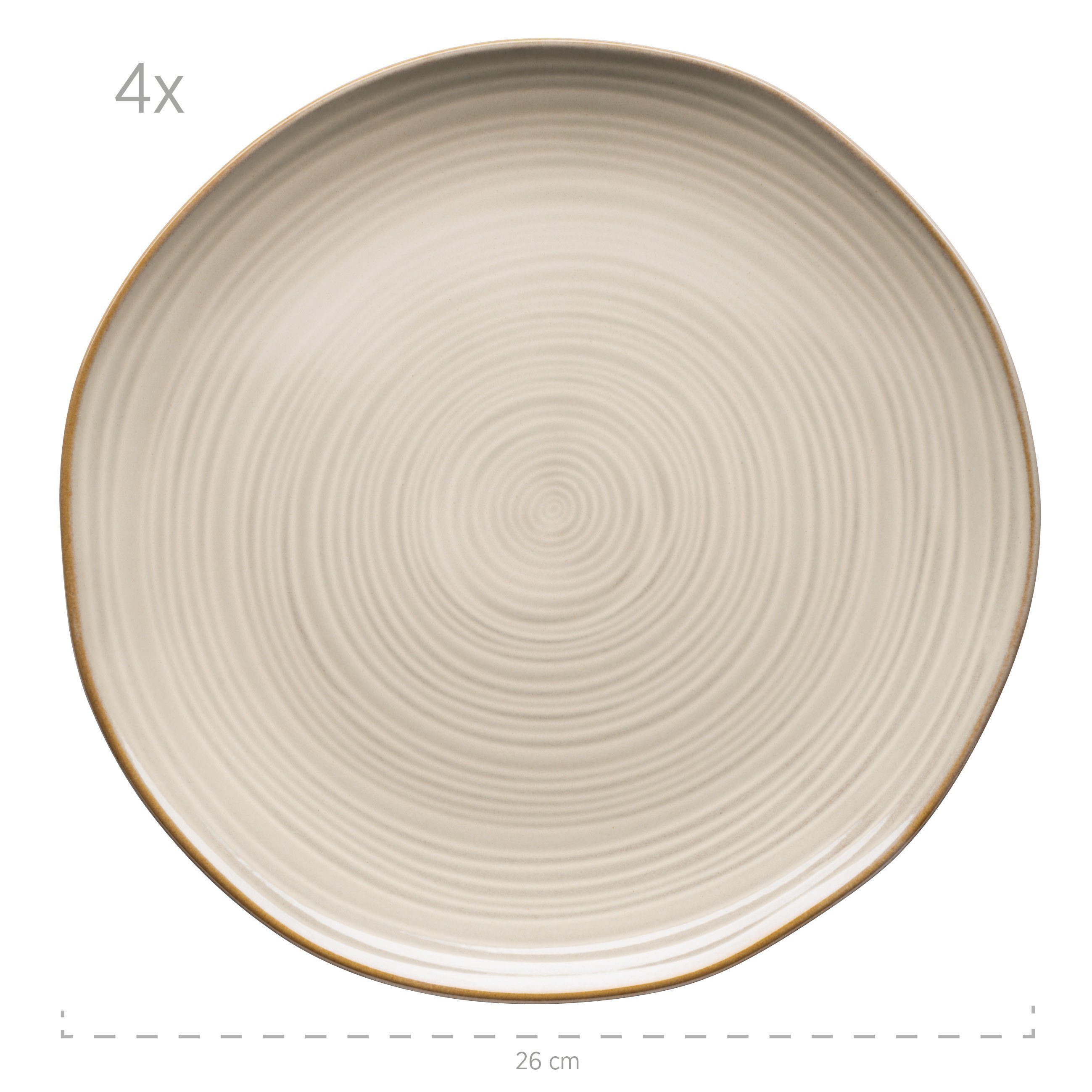 MÄSER Teller-Set Nottingham (4-tlg), 4 Personen, Keramik