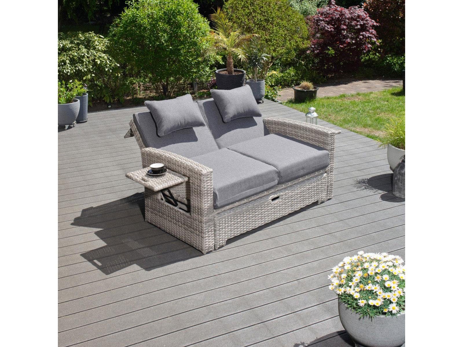 Green Spirit Gartenlounge-Set Multifunktionssofa Sunny, Grau, (Set, 1-tlg), Gartensofa mit Fußablage oder als Outdoorbett verwendbar