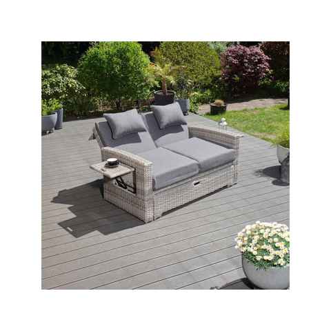 Green Spirit Gartenlounge-Set Multifunktionssofa Sunny, Grau, (Set, 1-tlg), Gartensofa mit Fußablage oder als Outdoorbett verwendbar