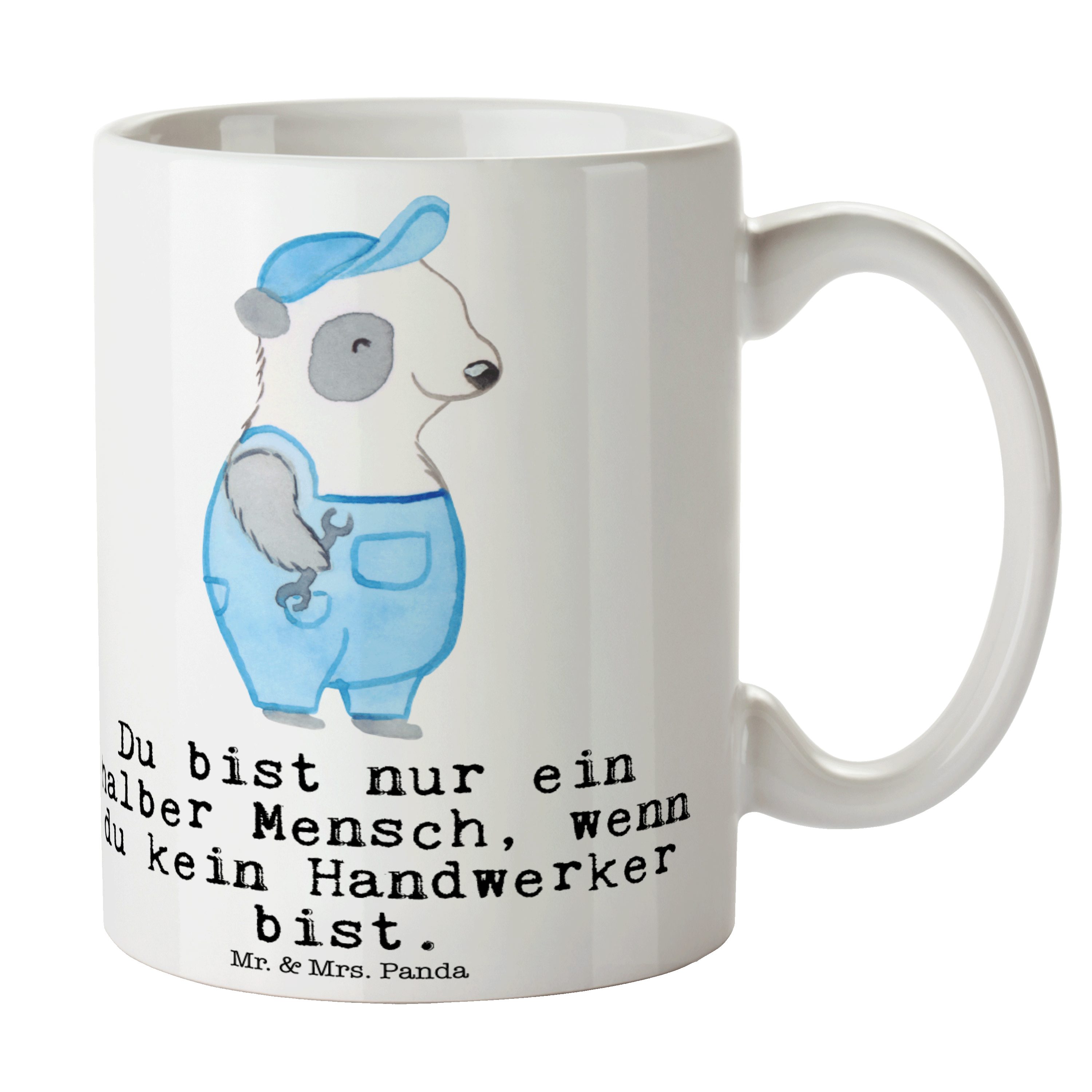 Mr. & Mrs. Panda Tasse »Handwerker mit Herz Weiß Geschenk