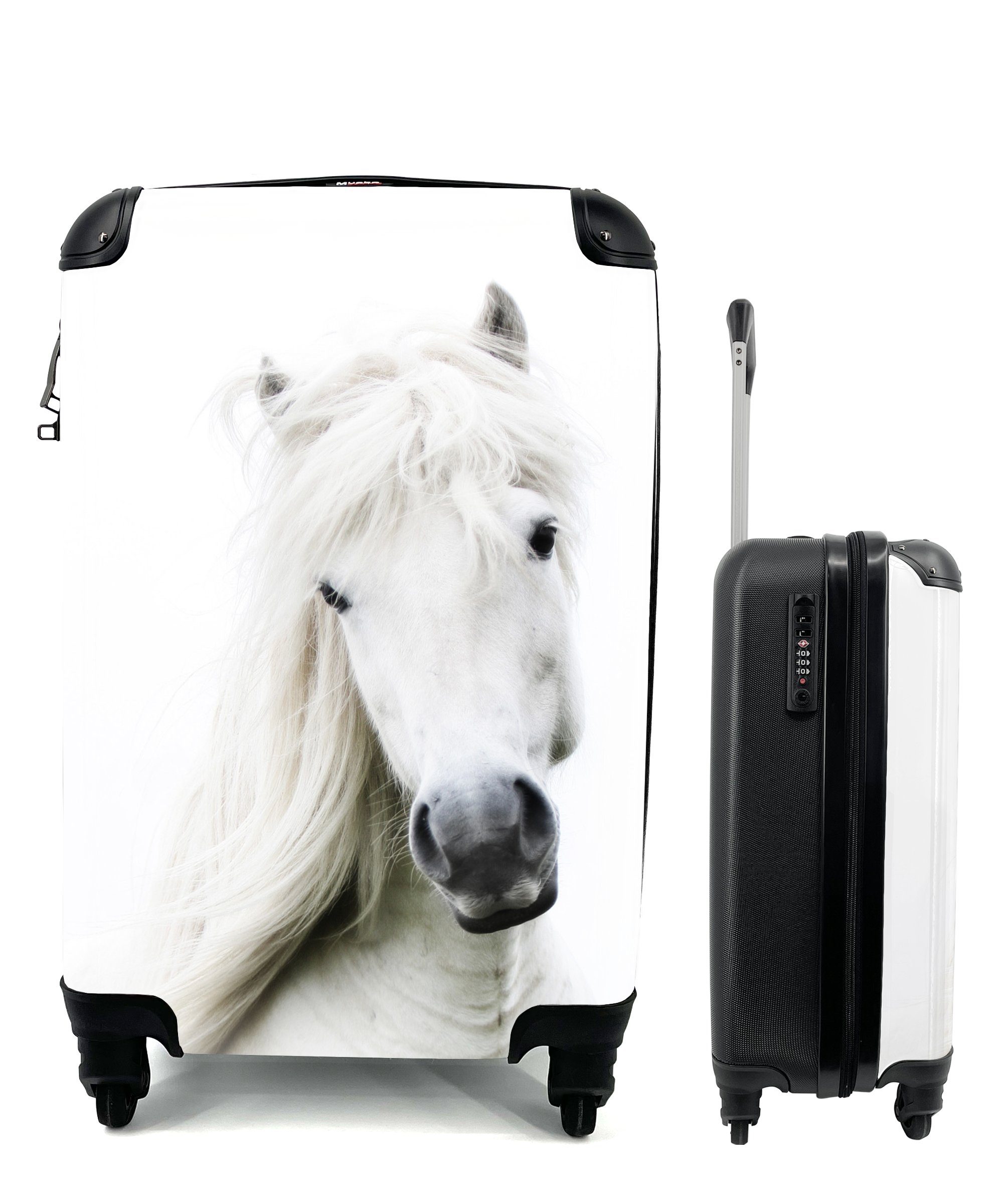 MuchoWow Handgepäckkoffer Pferde - Nutztiere - Mähnen, 4 Rollen, Reisetasche mit rollen, Handgepäck für Ferien, Trolley, Reisekoffer