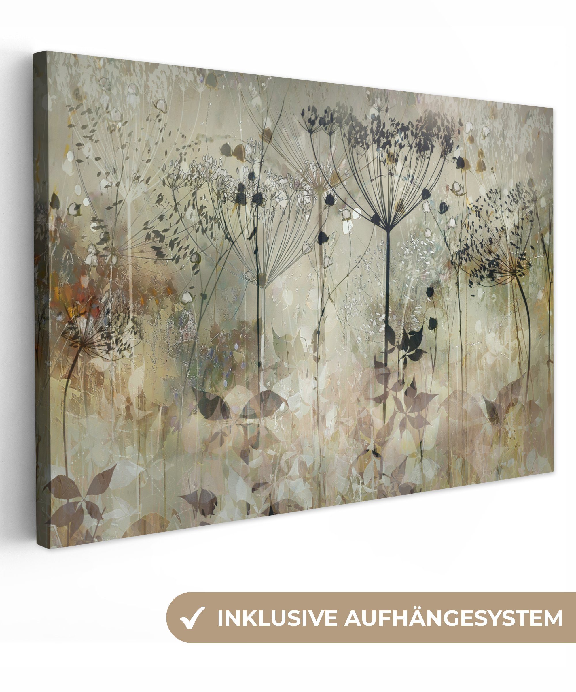 OneMillionCanvasses® Leinwandbild Blumen - Grau - günstig online kaufen
