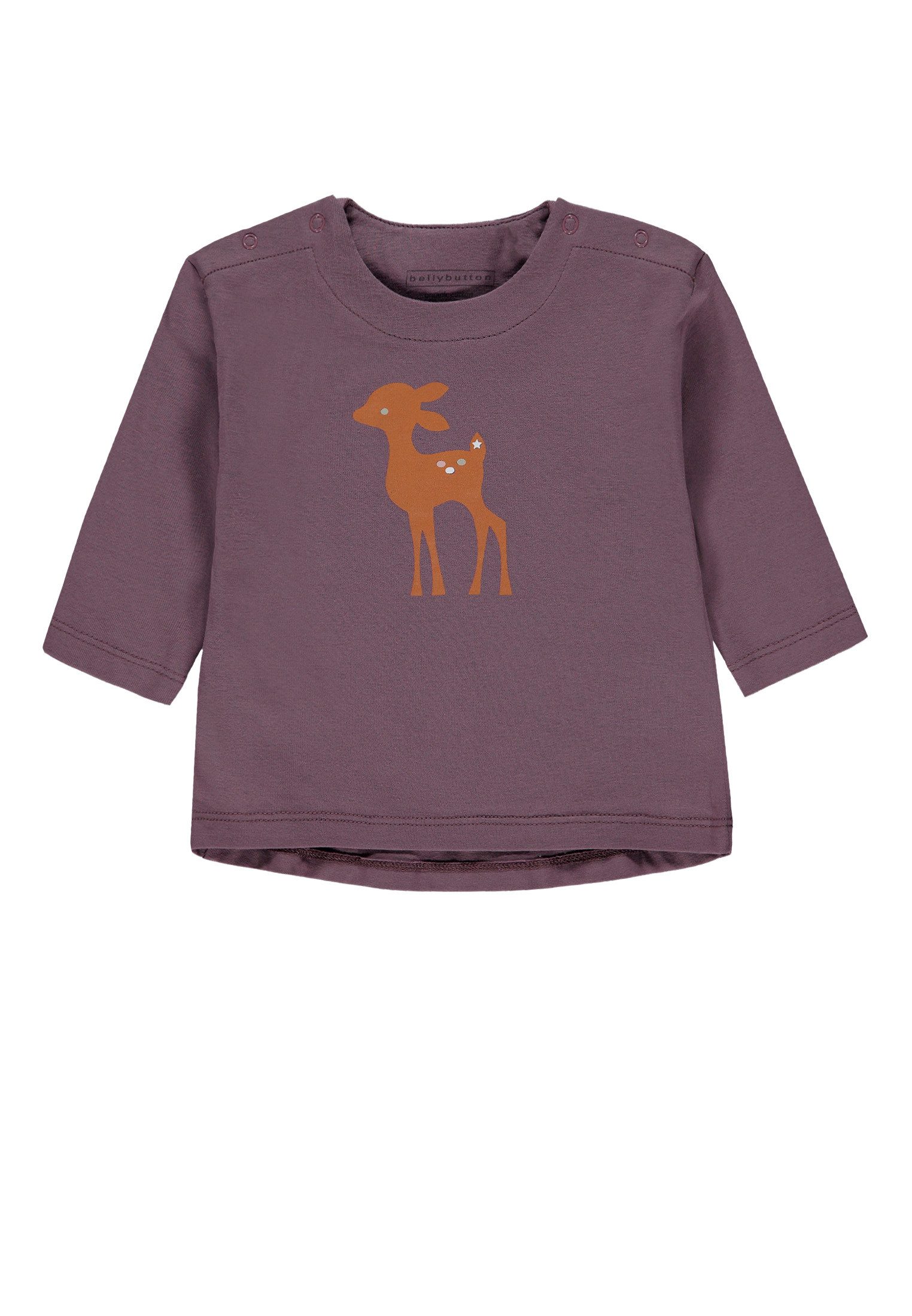 Bellybutton Langarmshirt Langarmshirt (1-tlg) Babyshirt beere – Langarmshirt mit Reh-Aufdruck