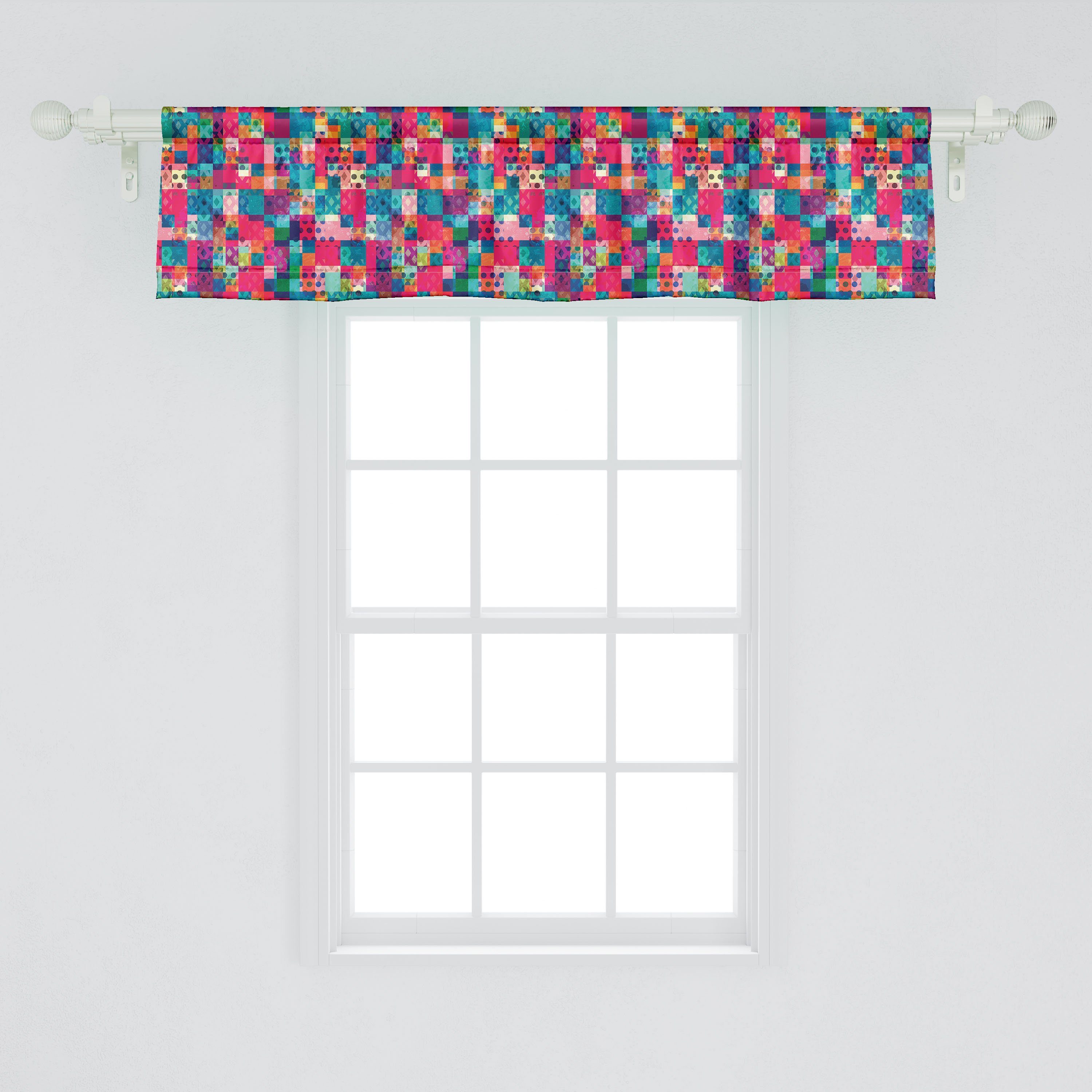 Microfaser, Dots Küche Dekor Schlafzimmer mit Abakuhaus, Geometrisch Stangentasche, Volant Grunge für Scheibengardine Italienisch Vorhang