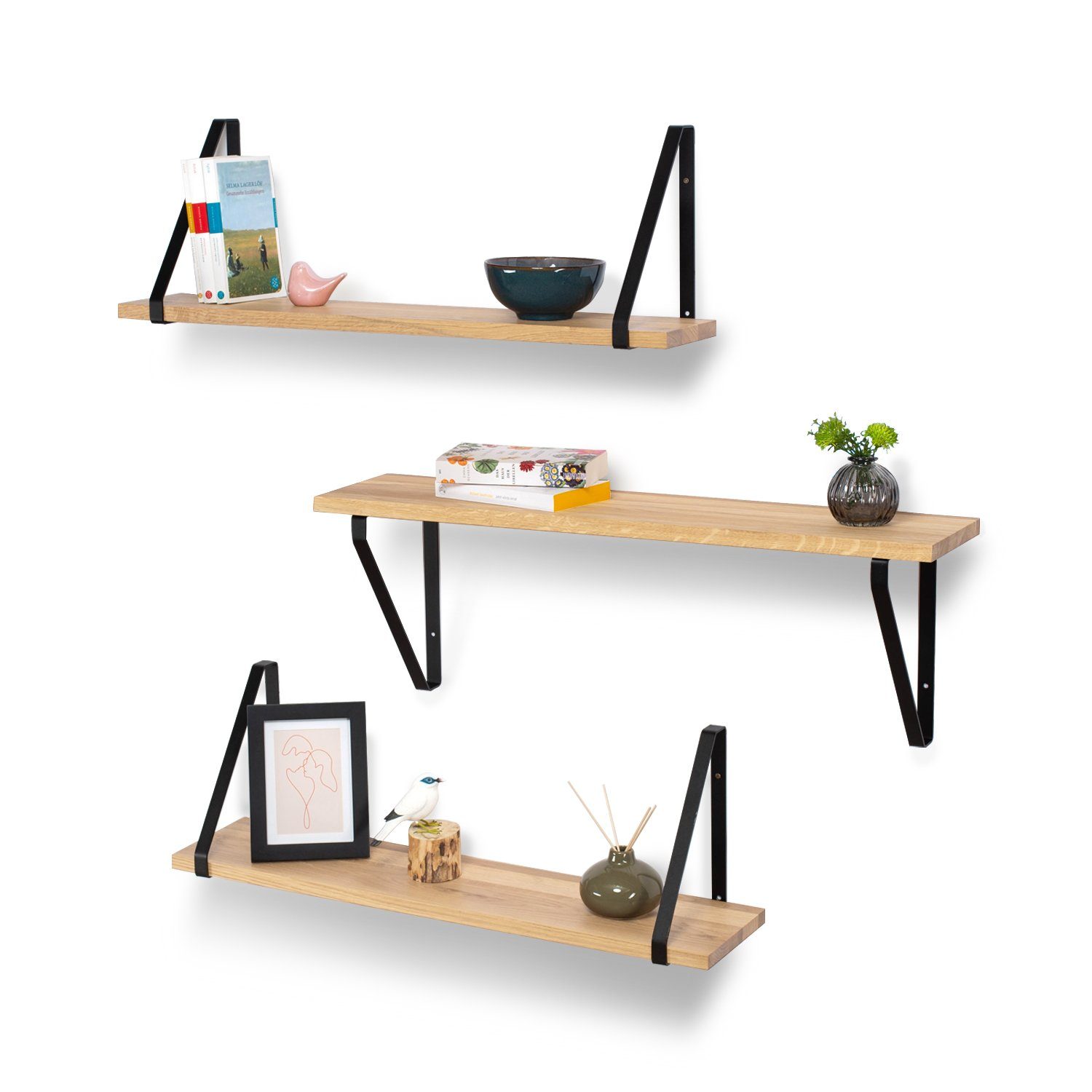 Rikmani Wandregal RAY Schweberegal Eiche schwarz, Holzregal, Wandboard, Büc günstig online kaufen