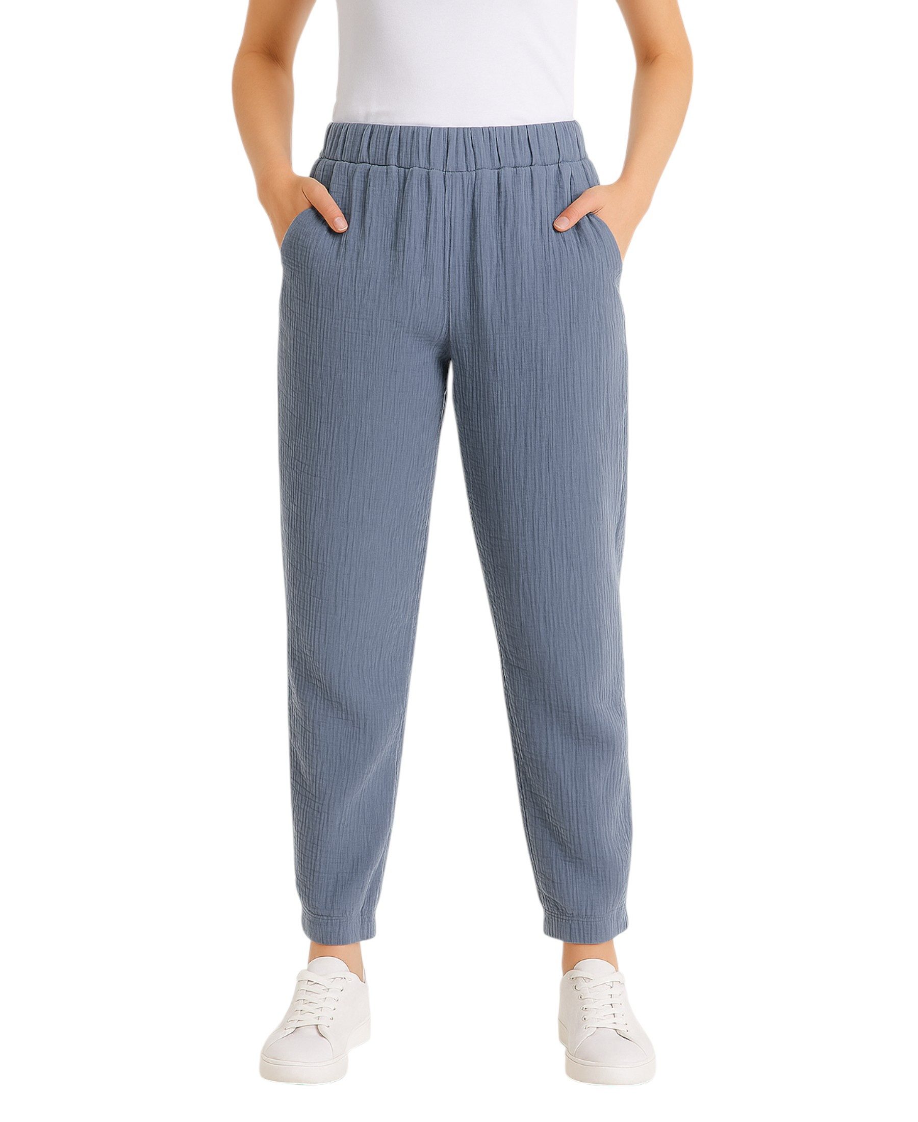 fashionshowcase Stoffhose Damen Musselin Stoffhose 100% günstig online kaufen