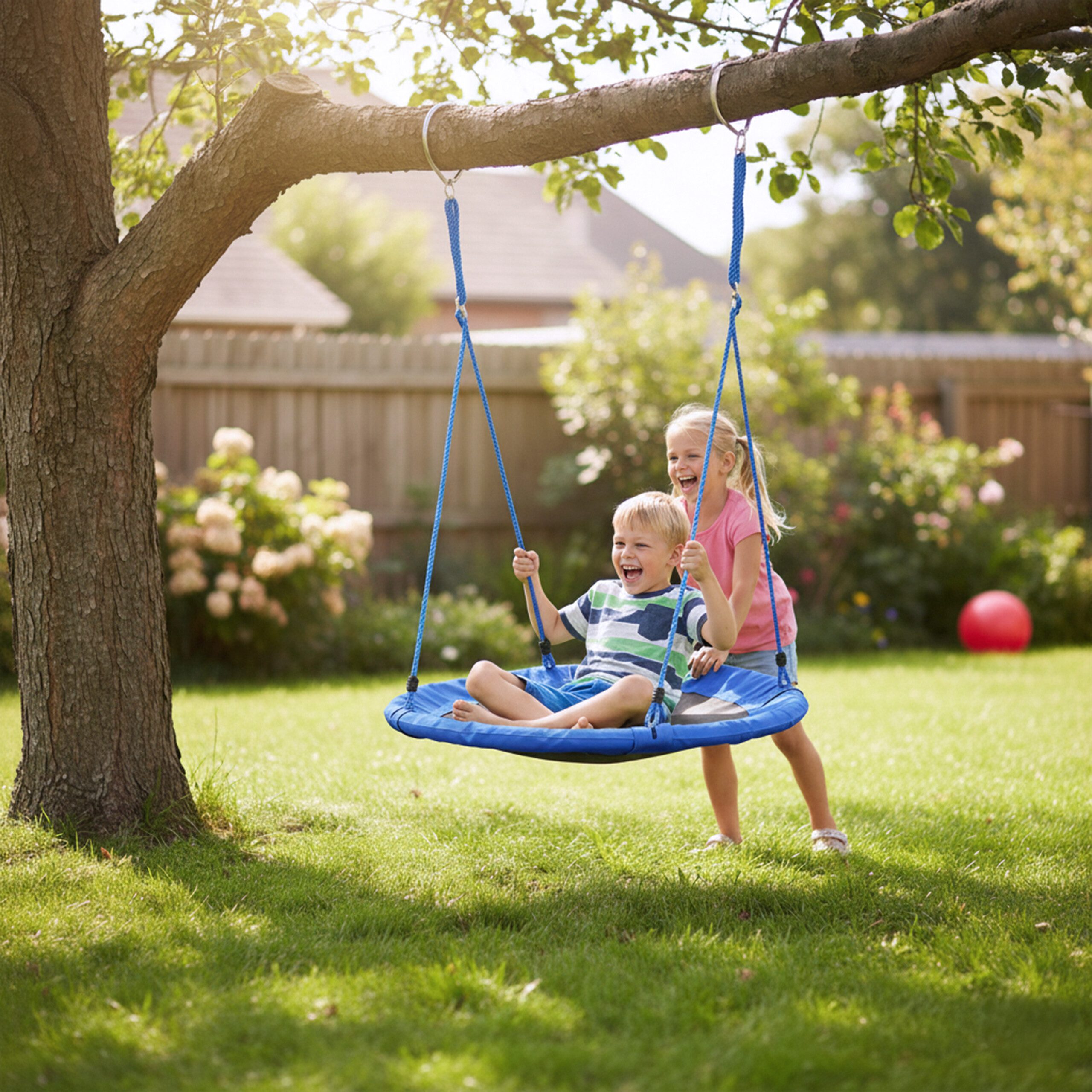 relaxdays Nestschaukel 90 cm, blau günstig online kaufen