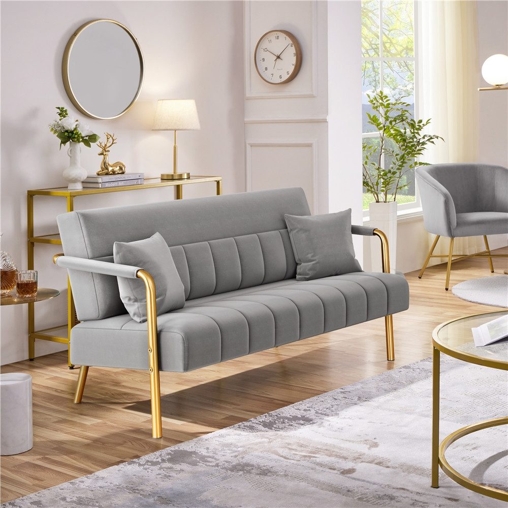 Yaheetech Sofa 1/2-Sitzer Polstersofa, Loveseat fürs Wohnzimmer, mit 2 Lendenkissen