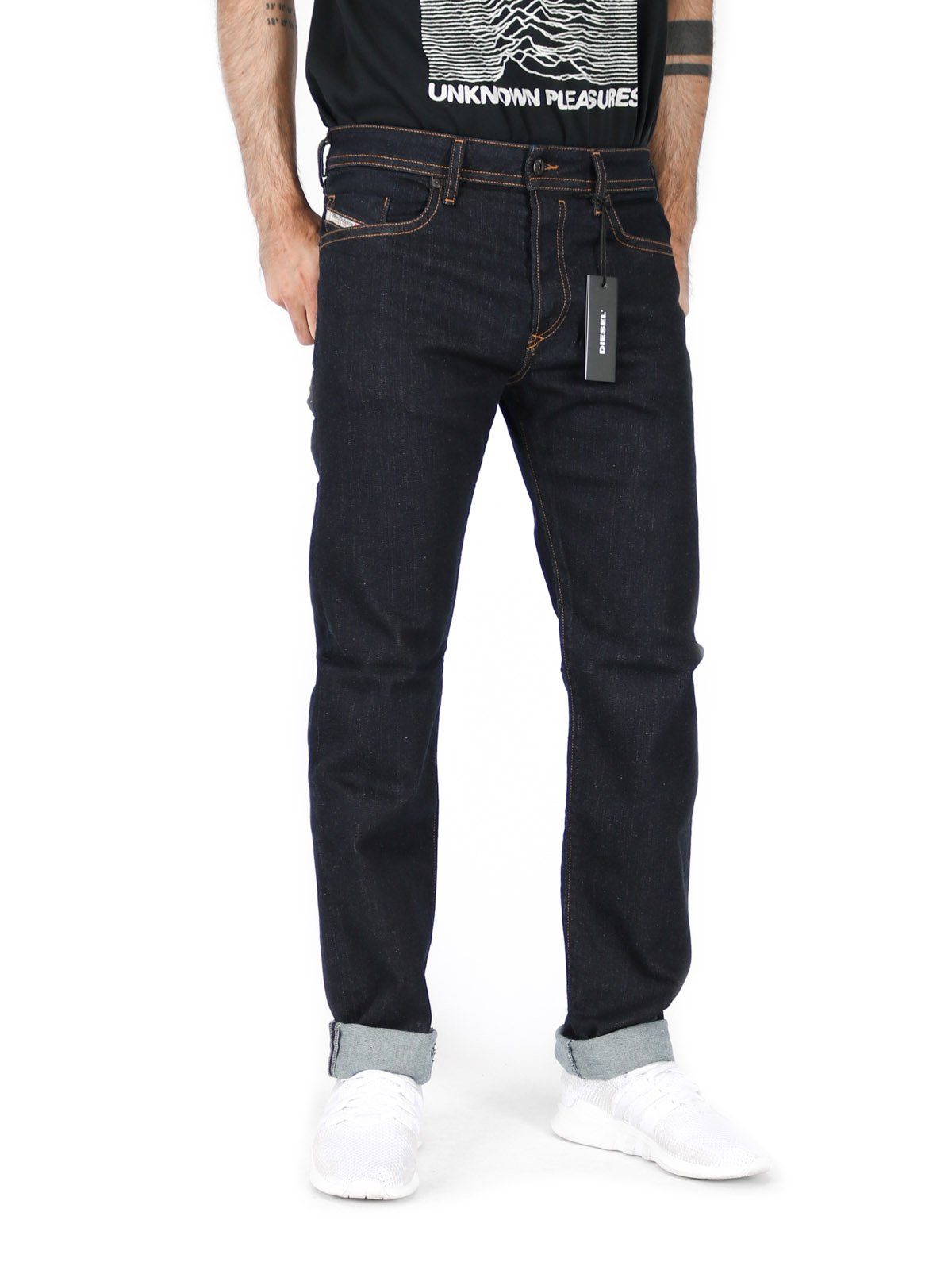 Diesel Regular-fit-Jeans Herren Regular Slim Stretch Hose Dunkelblau -  Buster R0841
