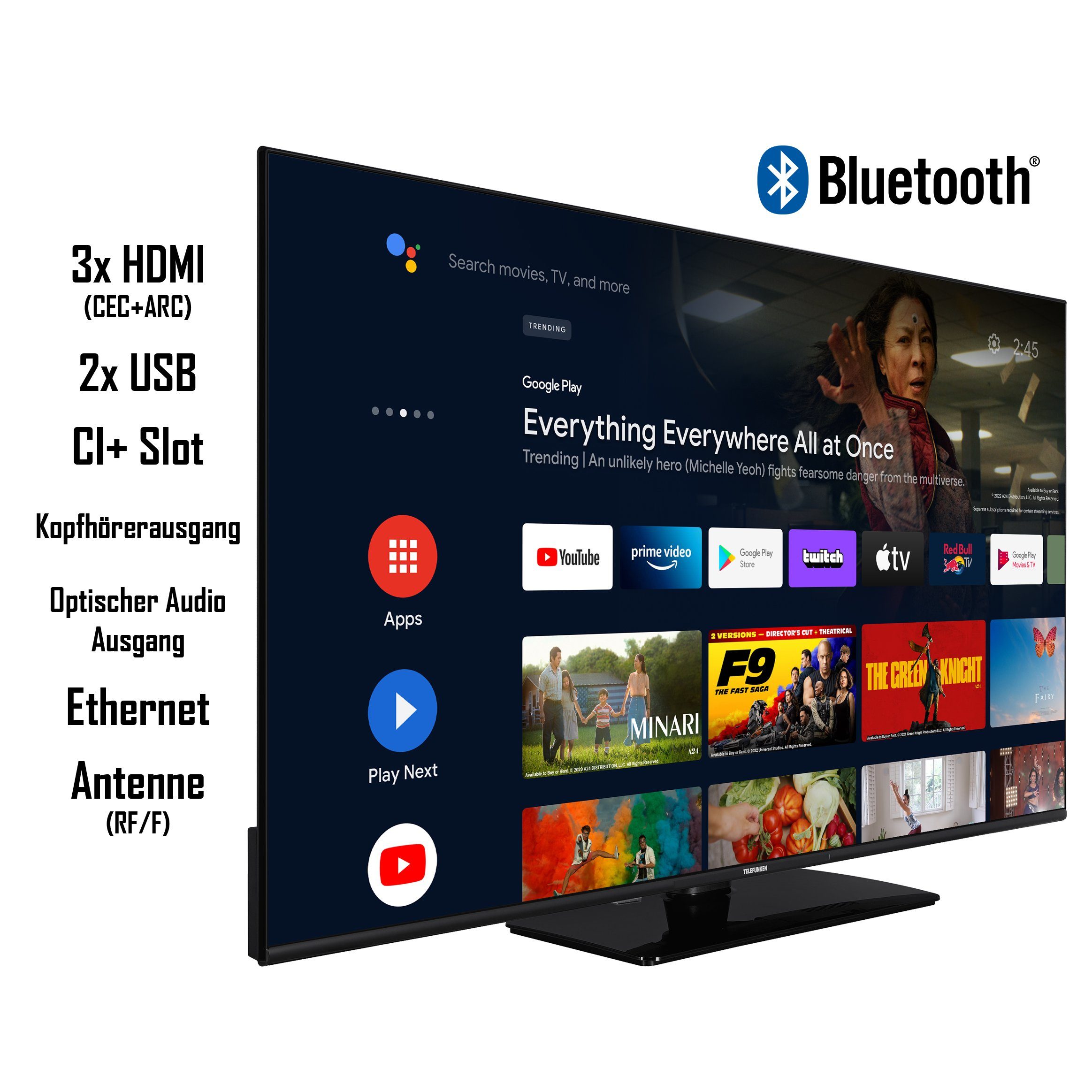 HDR Atmos) HD, Fernseher Bluetooth, XU55AN754M Triple-Tuner, cm/55 Ultra LCD-LED Dolby Zoll, Vision, Telefunken (139 TV, Android 4K Dolby