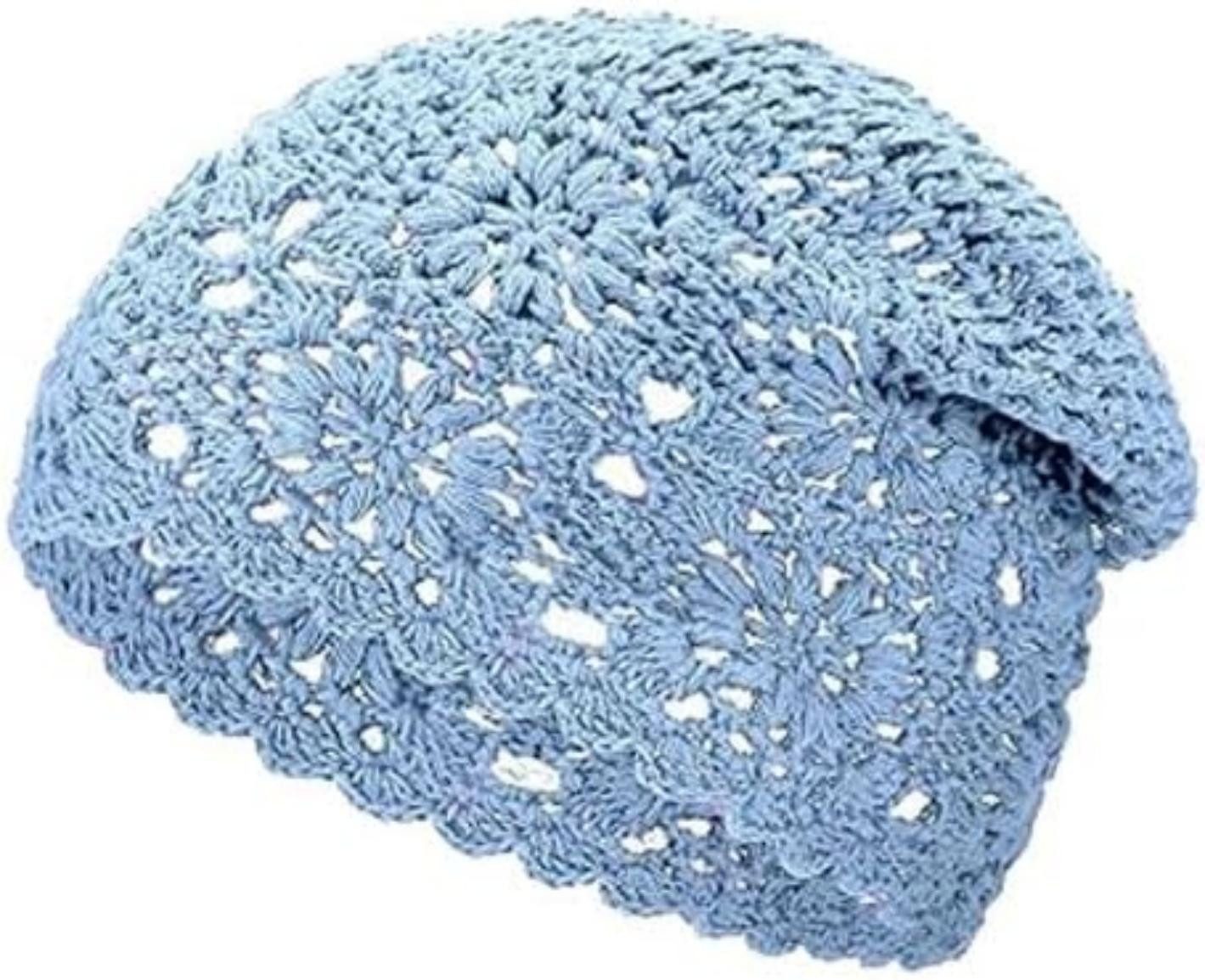 Oemmn Beanie Damen-Häkelmütze, lockere Strickmütze, Baumwolle, handgefertigt