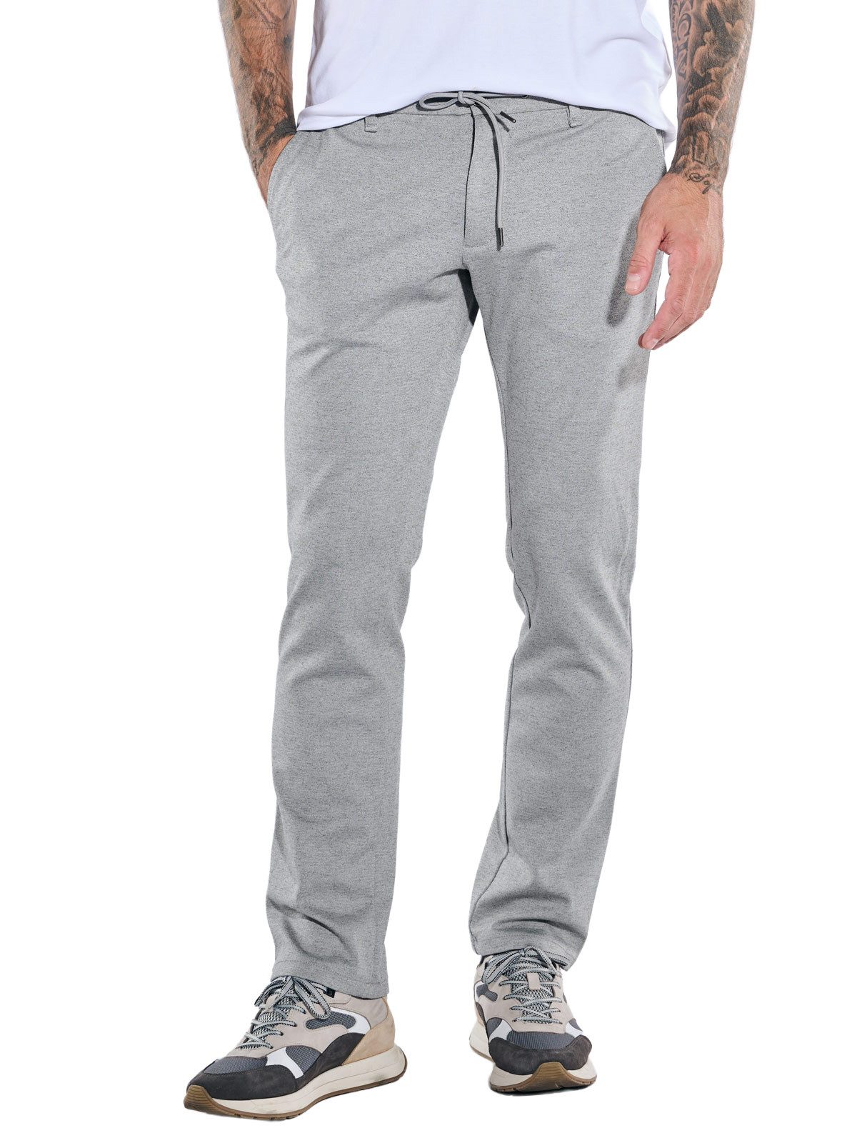 emilio adani Stoffhose emilio adani Herren Hose mit Tunnelzug, Silbergrau
