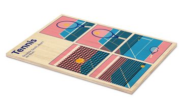 Posterlounge Holzbild Rosi Feist, Tennis Doppelfehler, Jugendzimmer Mid-Century Modern Illustration