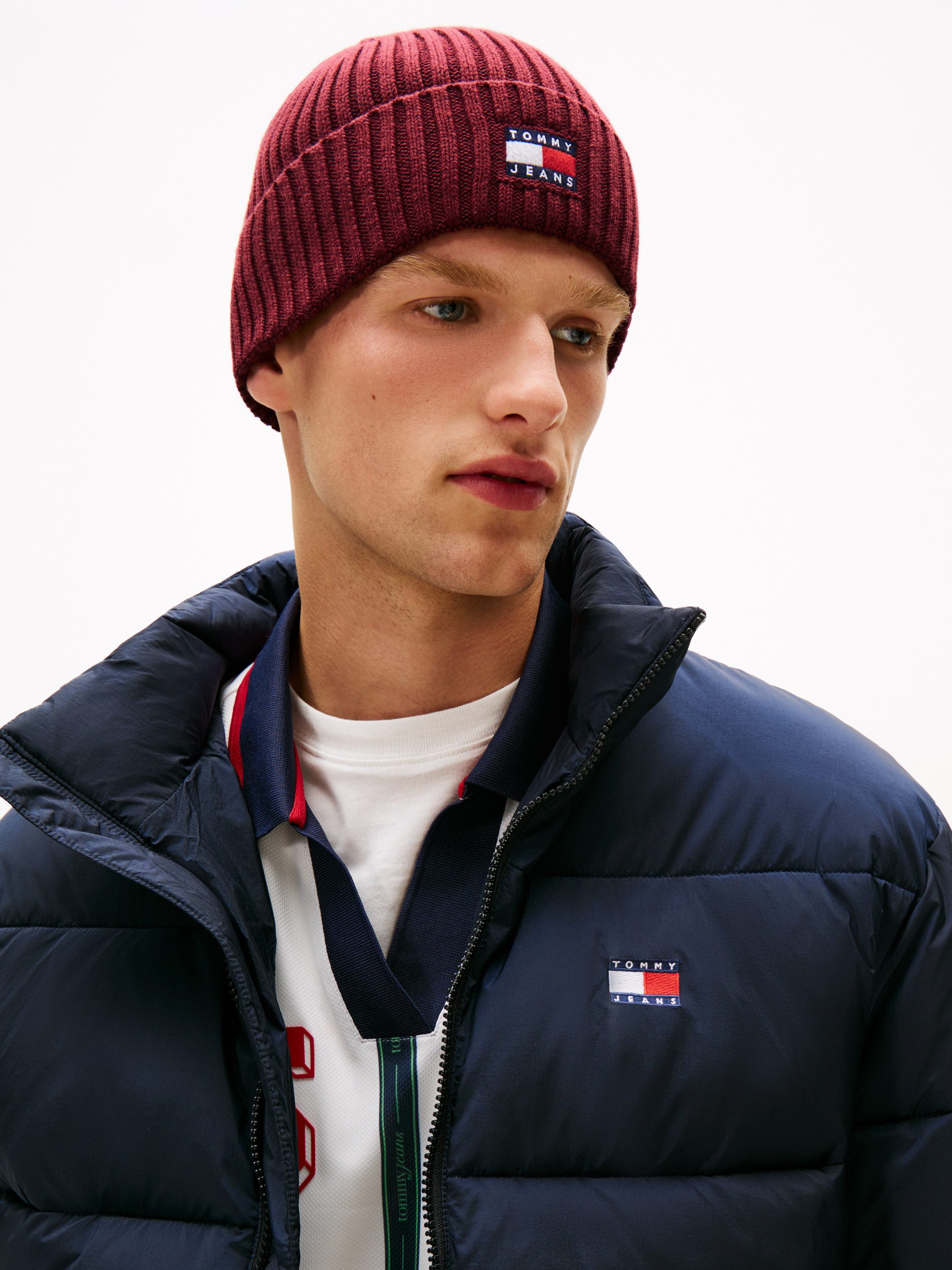 Tommy Jeans Beanie TJM HERITAGE CORE Rippstrick, Umschlag, normale Passform günstig online kaufen