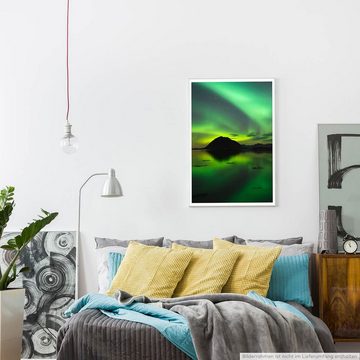 Sinus Art Poster Landschaftsfotografie  Grüne Nordlichter an der Küste 60x90cm Poster